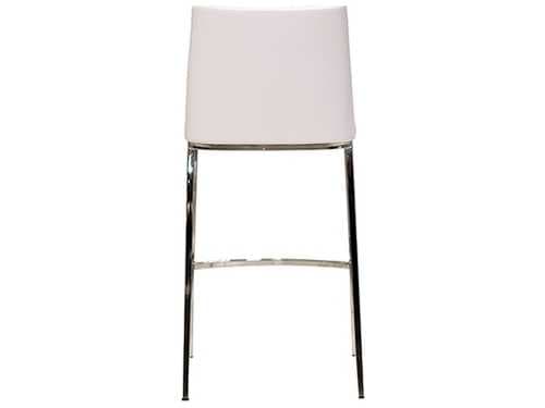 Mobital Weston Pure White Stainless Steel Faux Leather Bar Stool