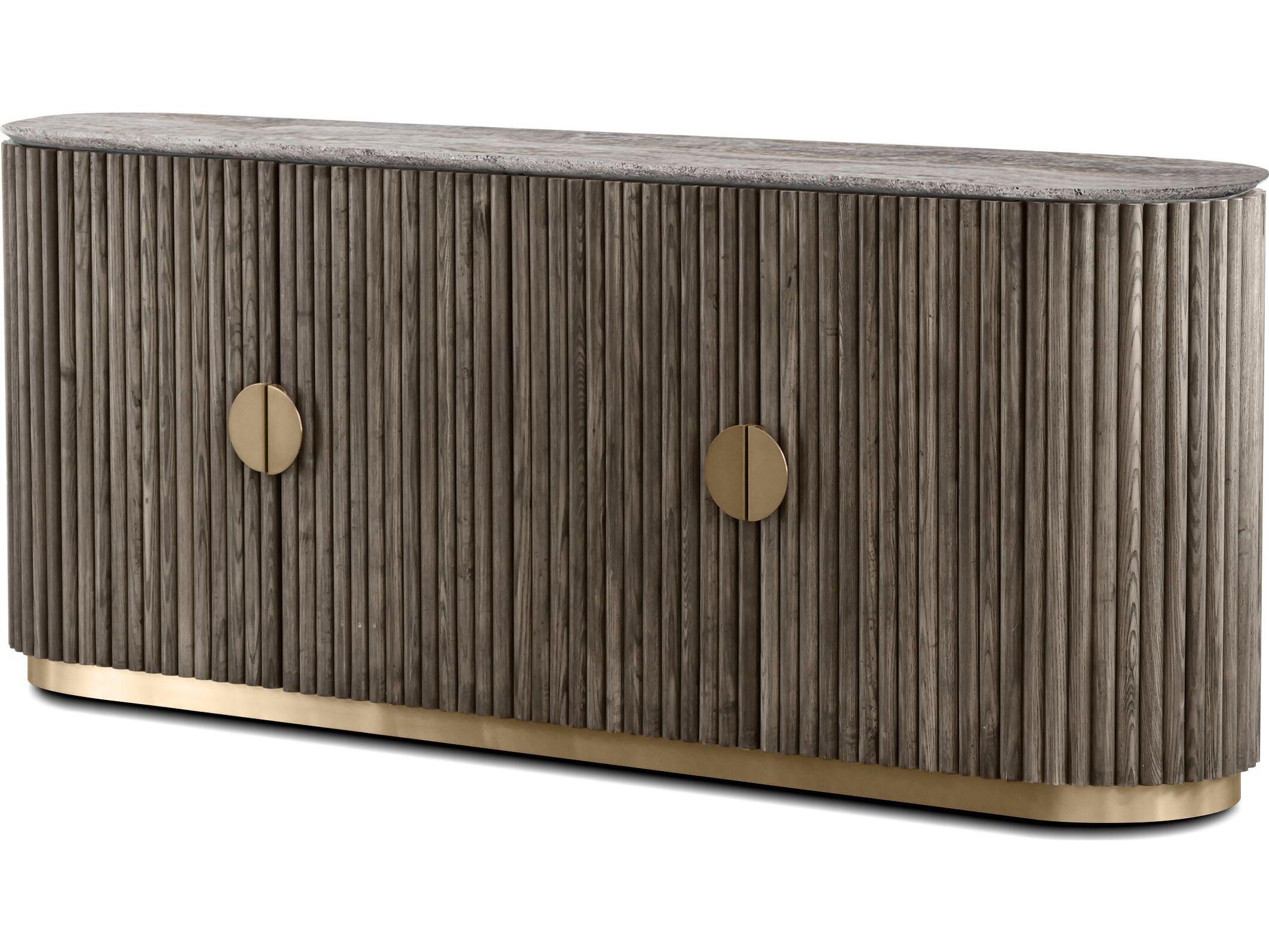 Mobital Koii 76" Ash Wood Silver Grey Travertine Sideboard