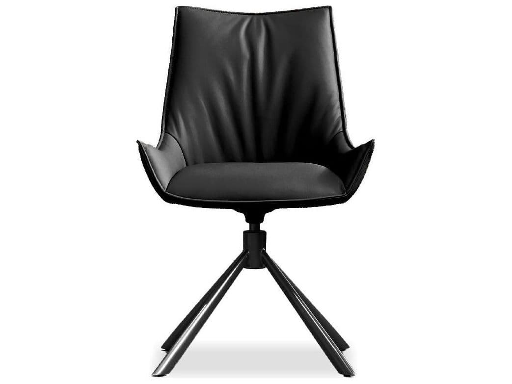 Mobital Giulia Black Leather Arm Dining Chair