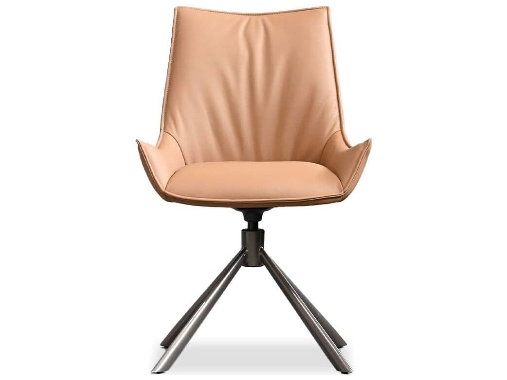 Mobital Giulia Brown Leather Arm Dining Chair