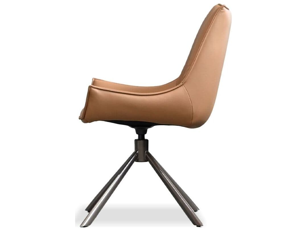 Mobital Giulia Brown Leather Arm Dining Chair