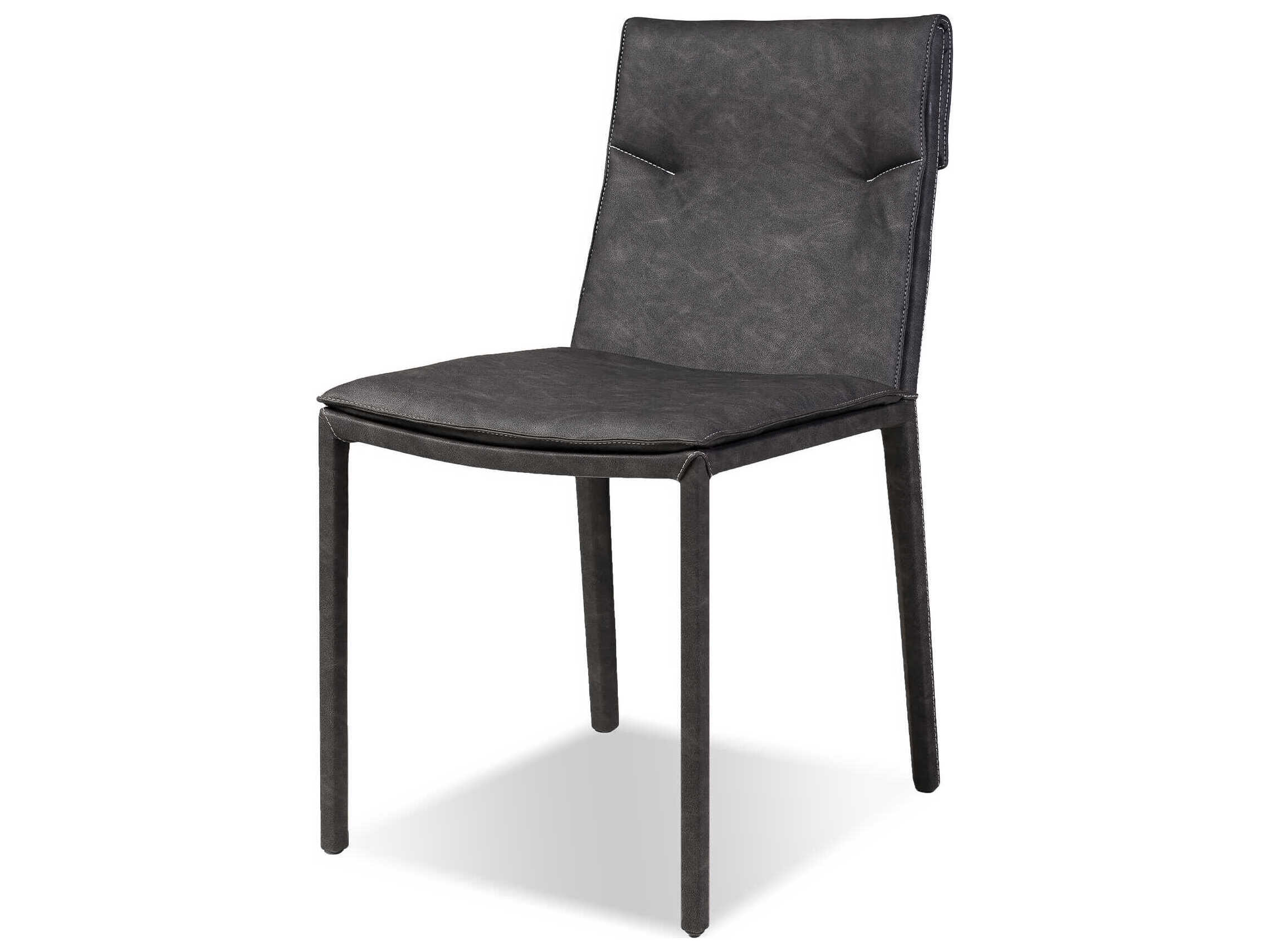 Mobital Harris Leather Gray Upholstered Side Dining Chair