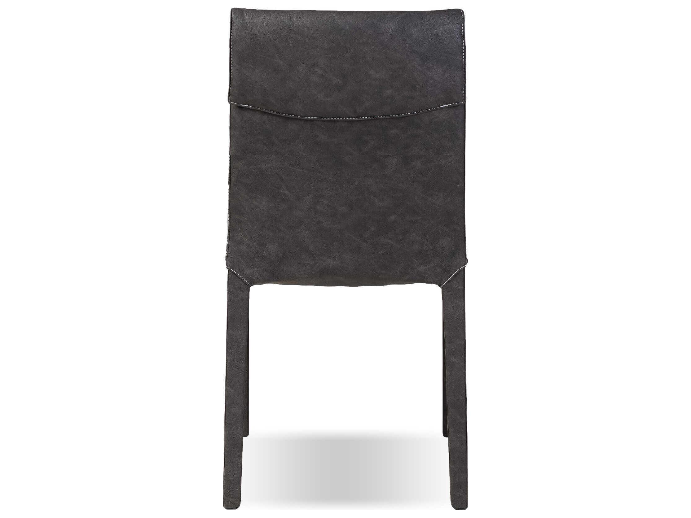 Mobital Harris Leather Gray Upholstered Side Dining Chair