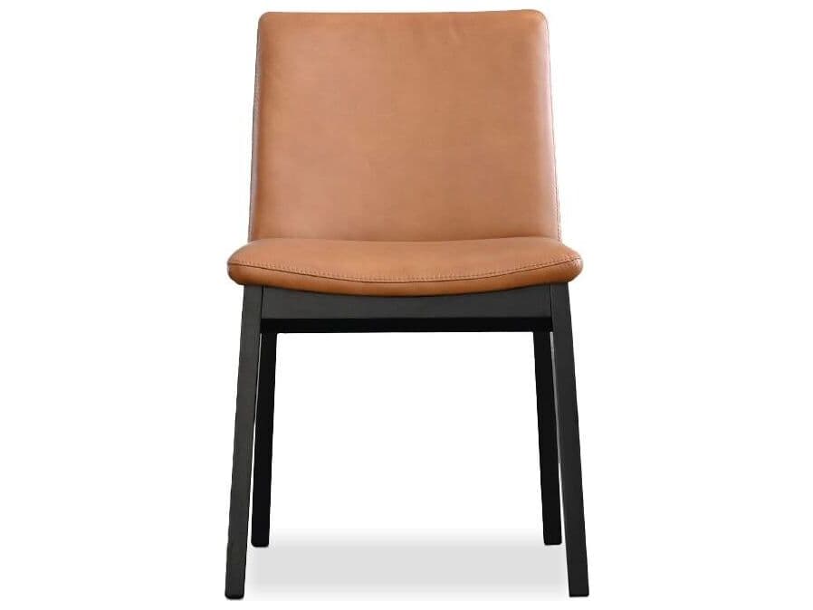 Mobital Holster Solid Wood Brown Leather Armless Dining Chair Set of 2