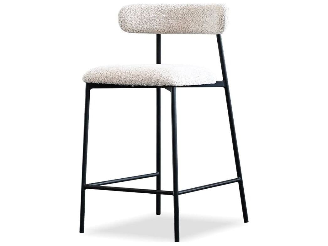 Mobital Cleo Biscuit Beige Fabric Upholstered Counter Stool Set of 2