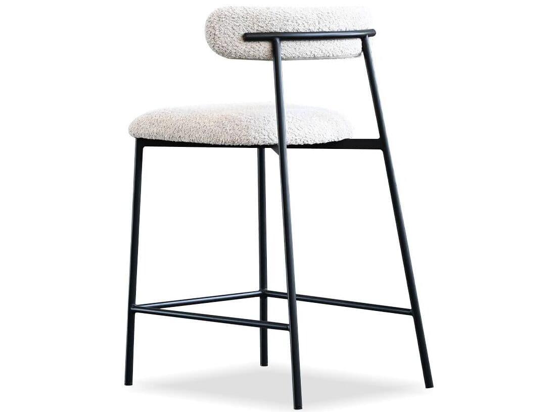 Mobital Cleo Biscuit Beige Fabric Upholstered Counter Stool Set of 2