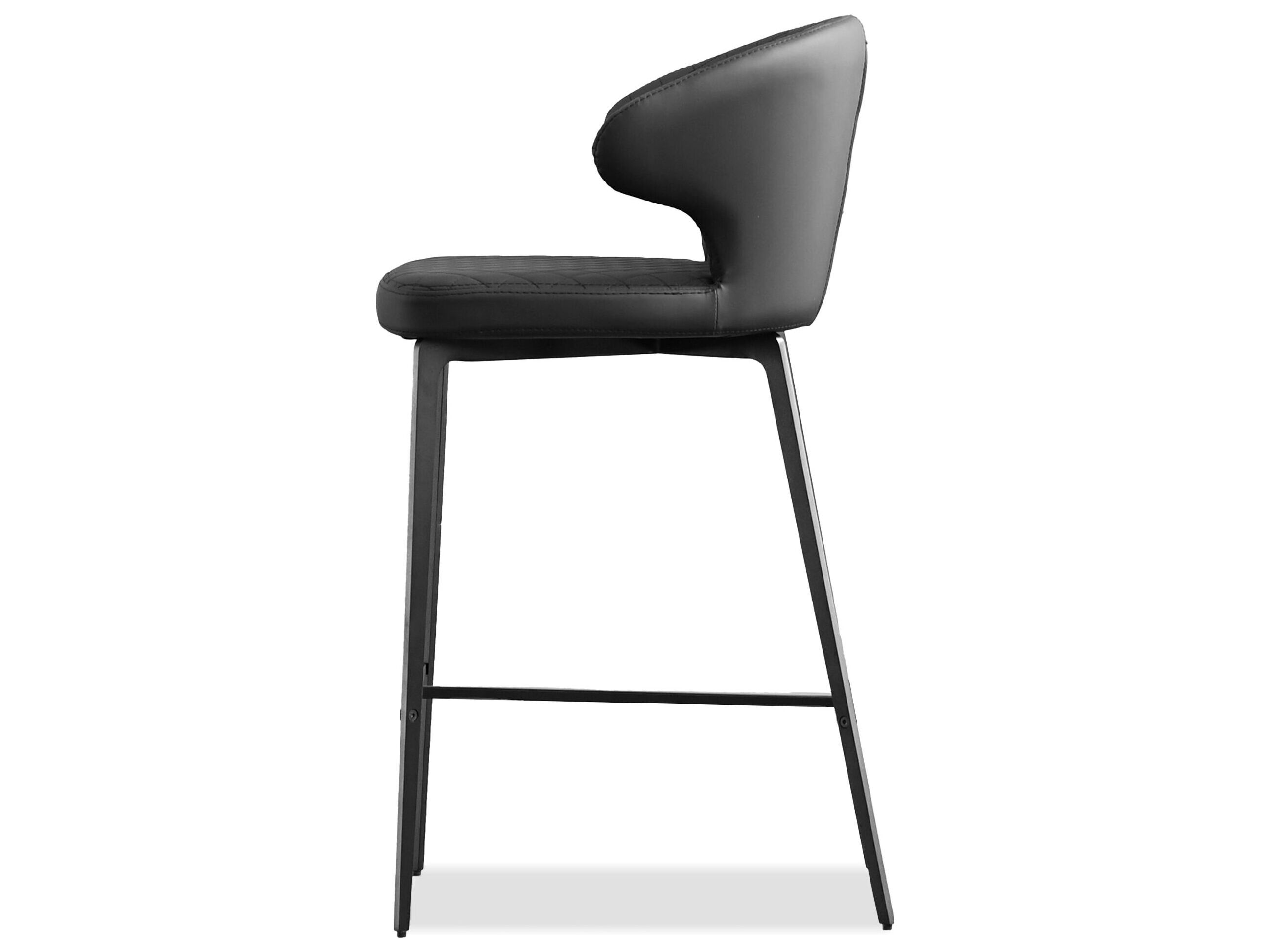 Mobital Hug Jet Black Leatherette Faux Leather Counter Stool