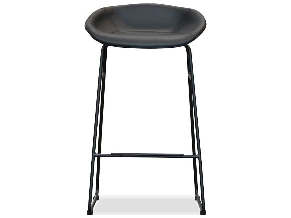 Mobital Rafa Pebbled Black Leatherette Faux Leather Counter Stool Set of 2