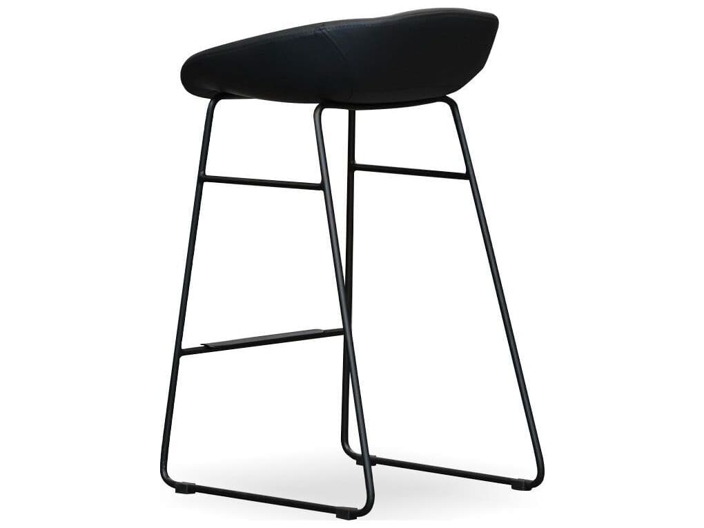 Mobital Rafa Pebbled Black Leatherette Faux Leather Counter Stool Set of 2
