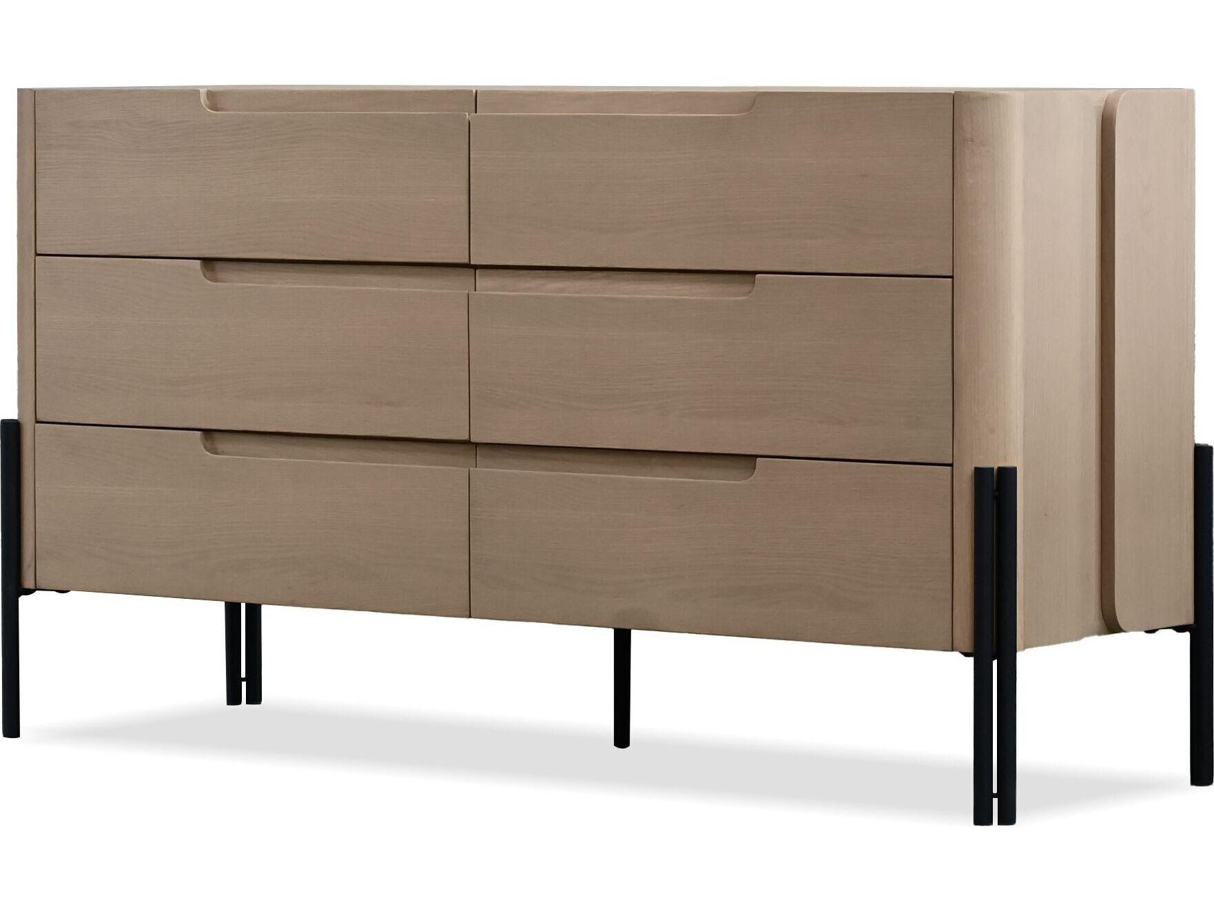 Mobital Nori 6-Drawers Natural Oak Wood Double Dresser