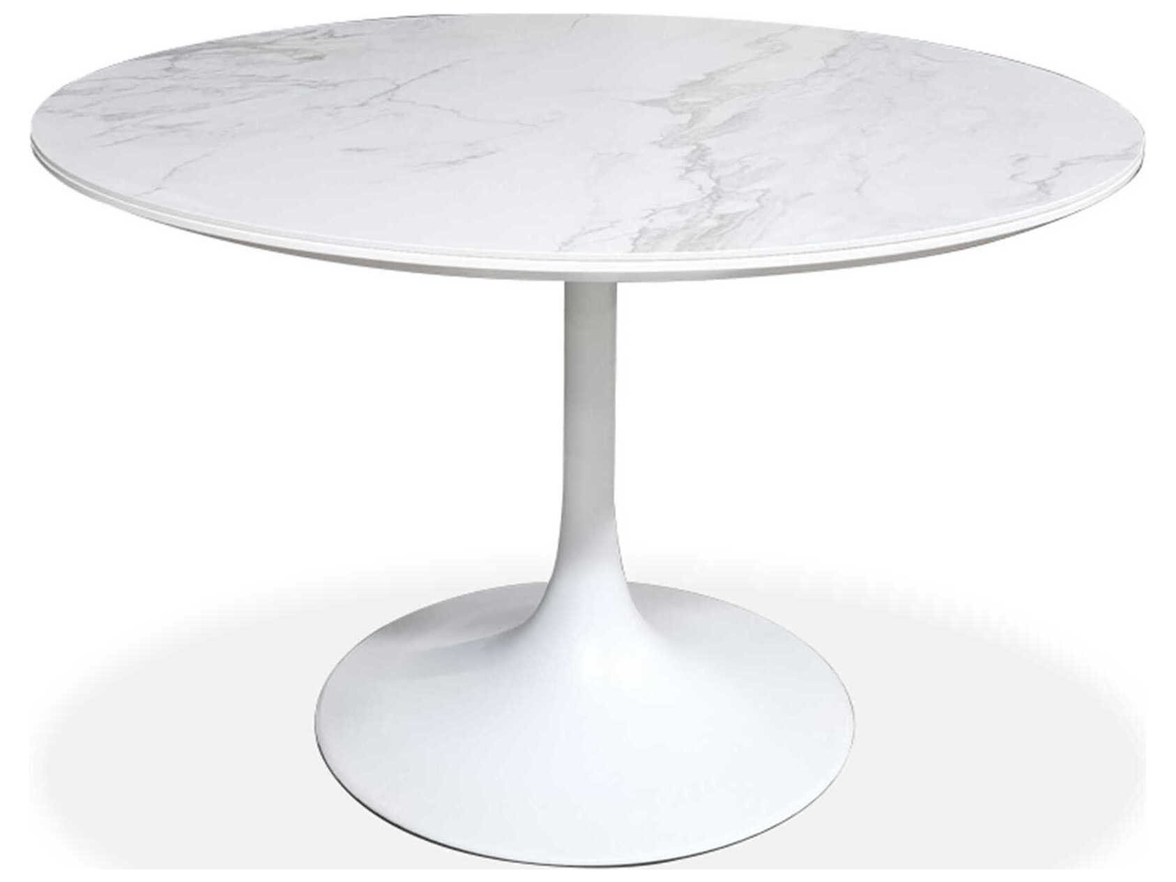 Mobital Baux Round Ceramic White Dining Table