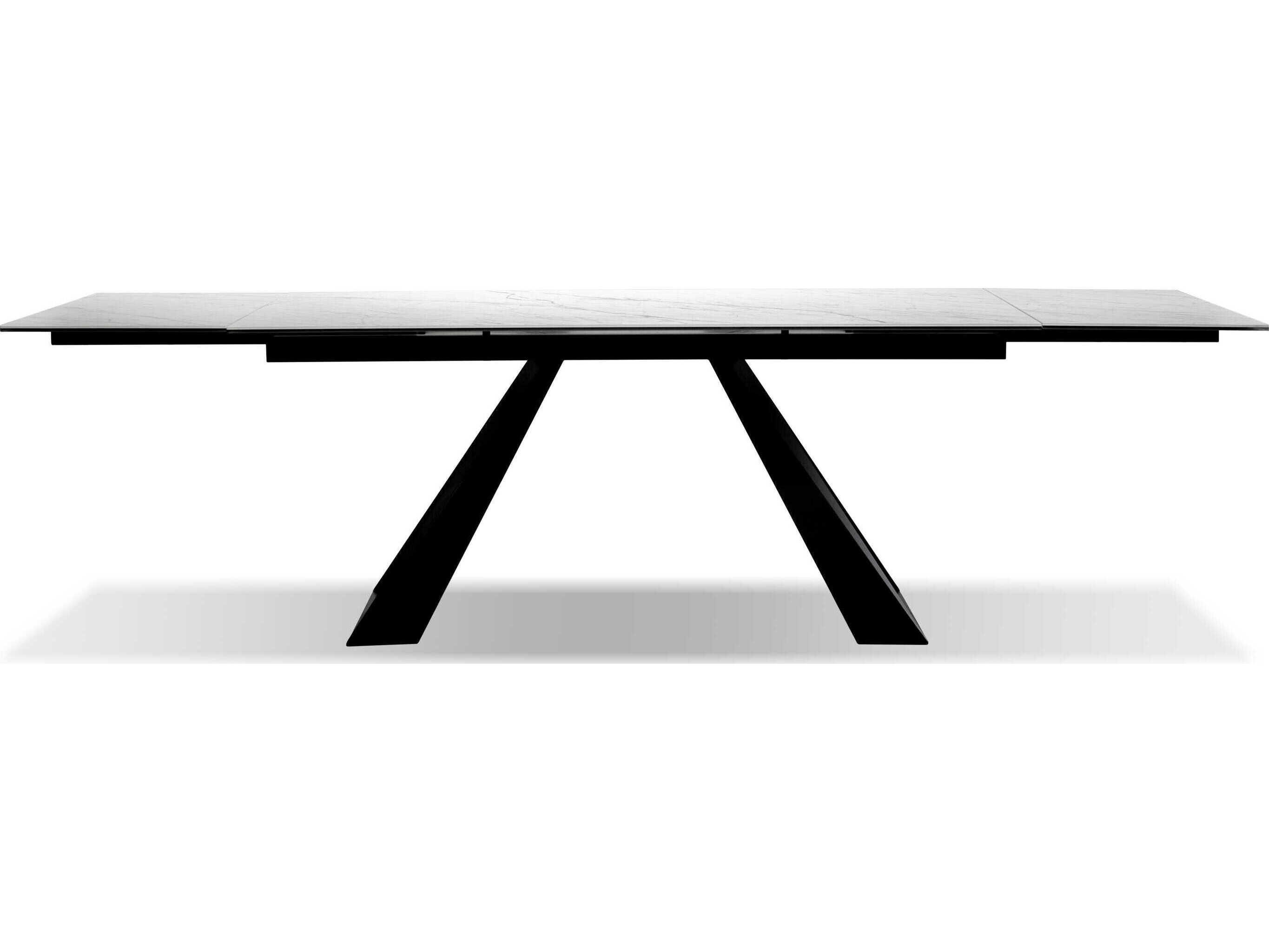 Mobital Bridge Rectangular White Carrera Ceramic Black Dining Table