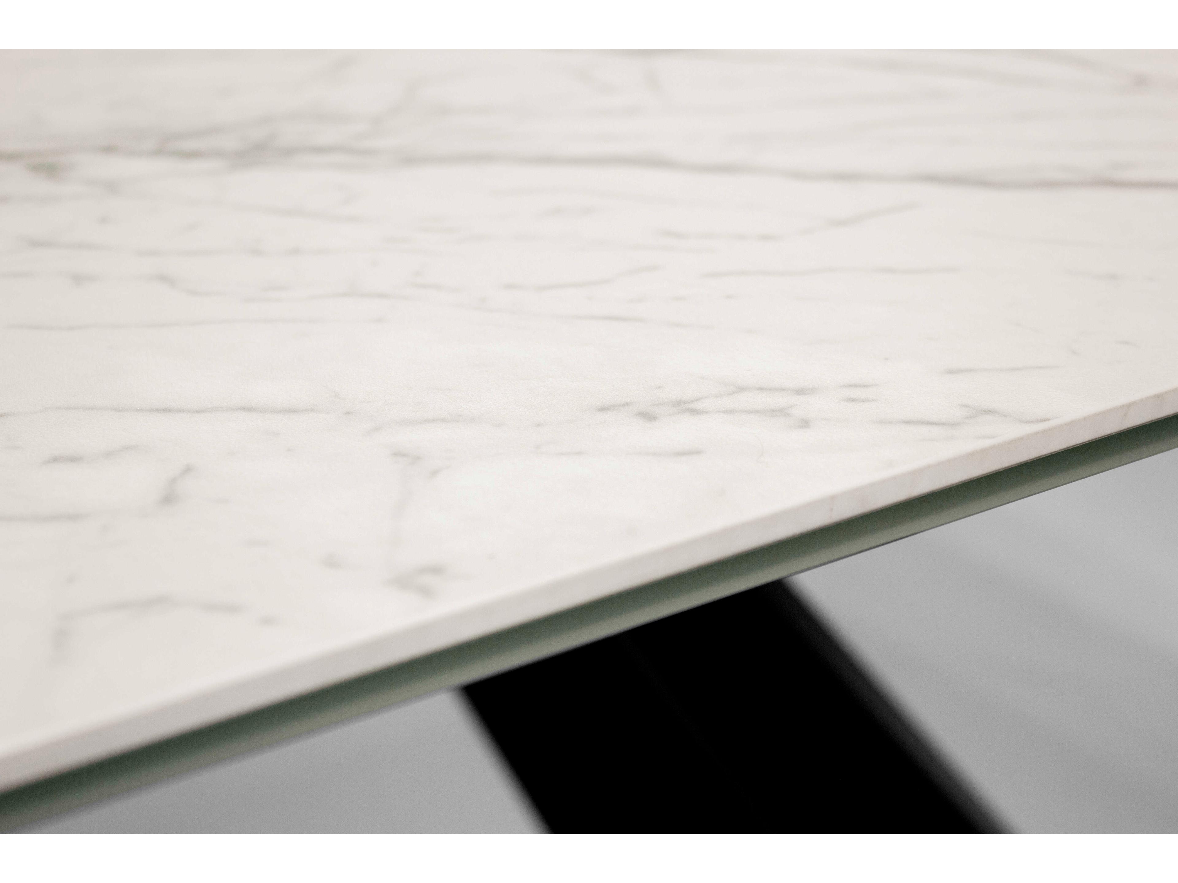 Mobital Bridge Rectangular White Carrera Ceramic Black Dining Table