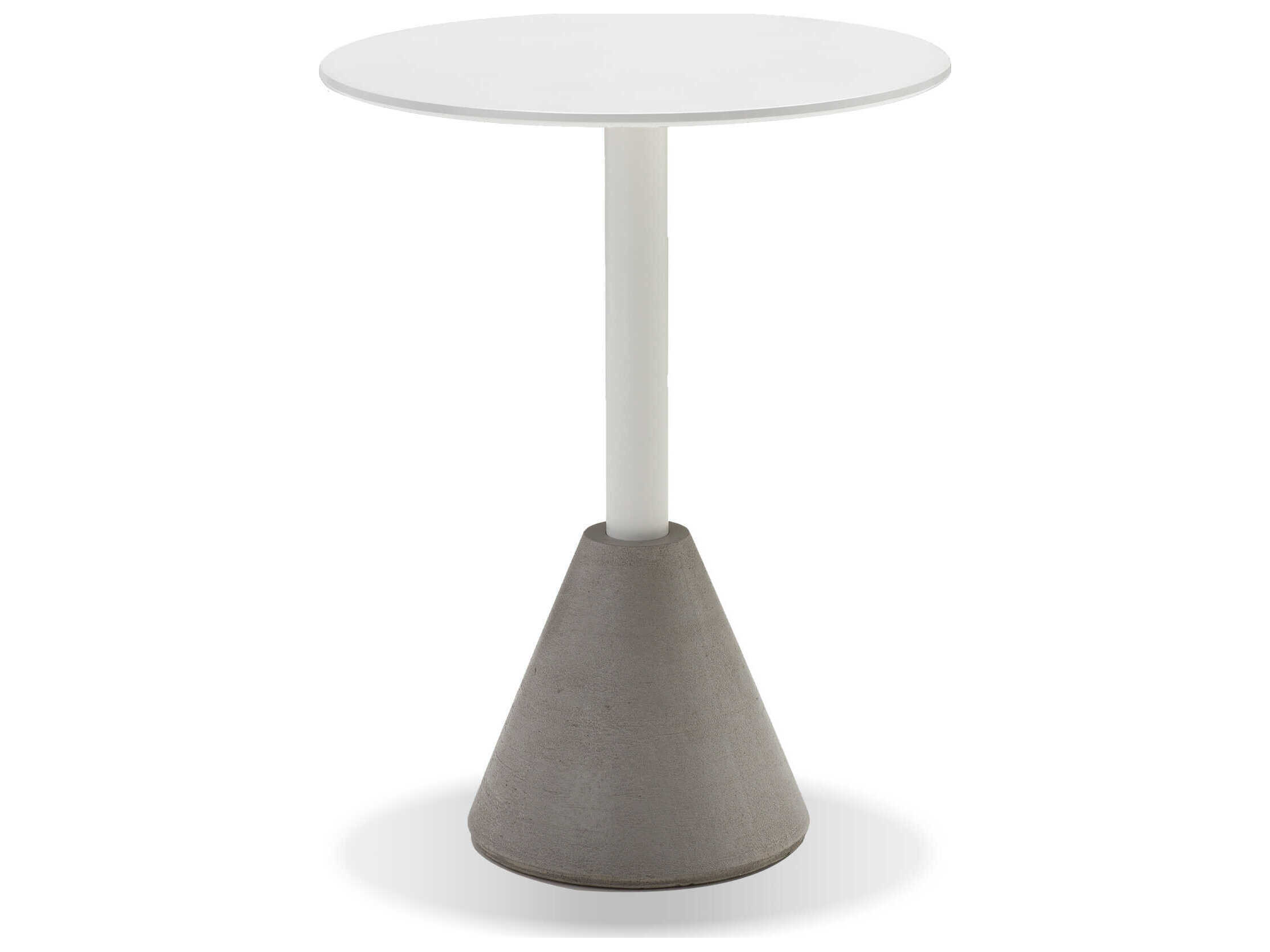 Mobital Cayo Round Metal White Concrete Dining Table