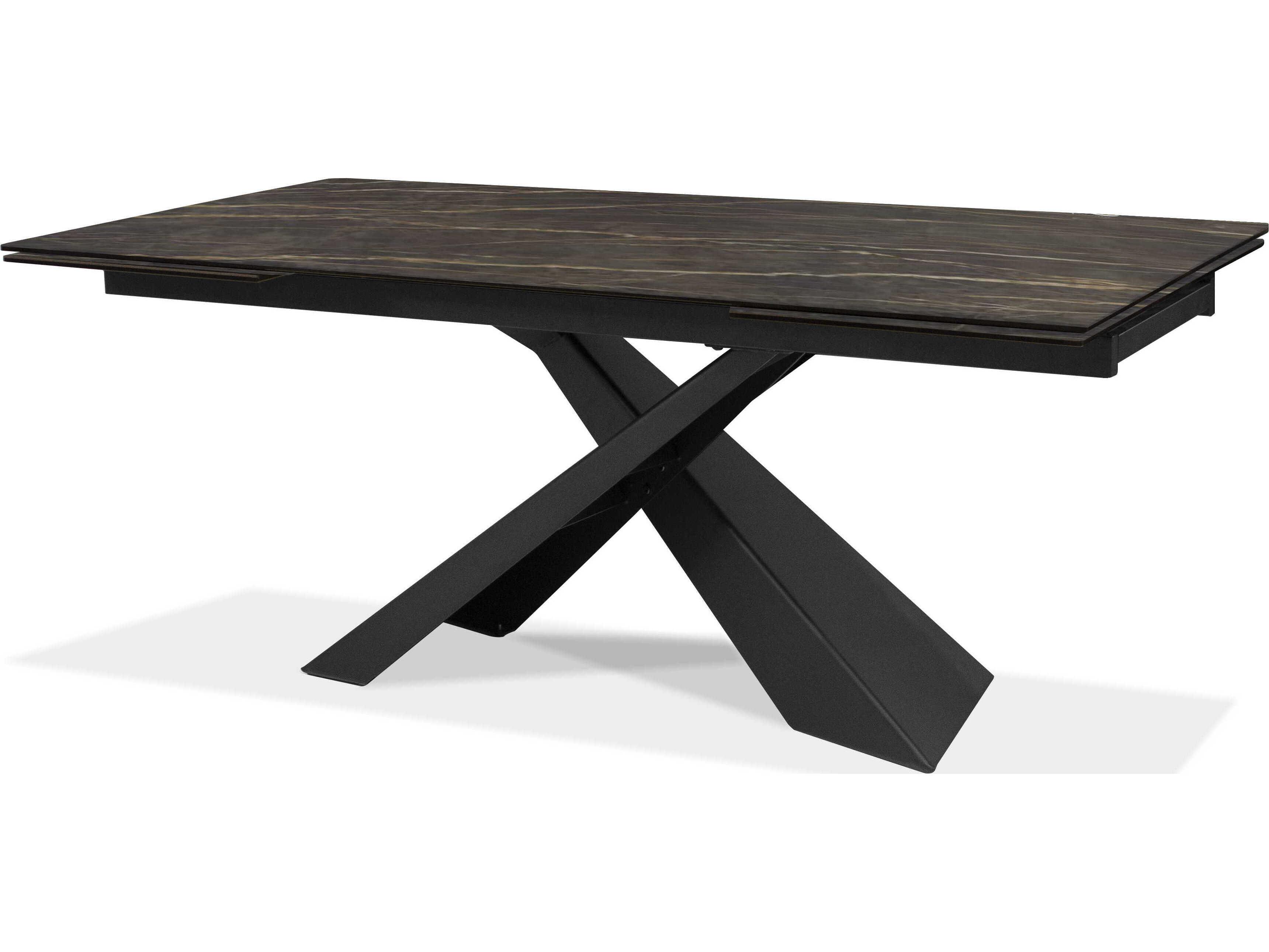 Mobital Century Rectangular Metal Noir Desir Ceramic Black Dining Table