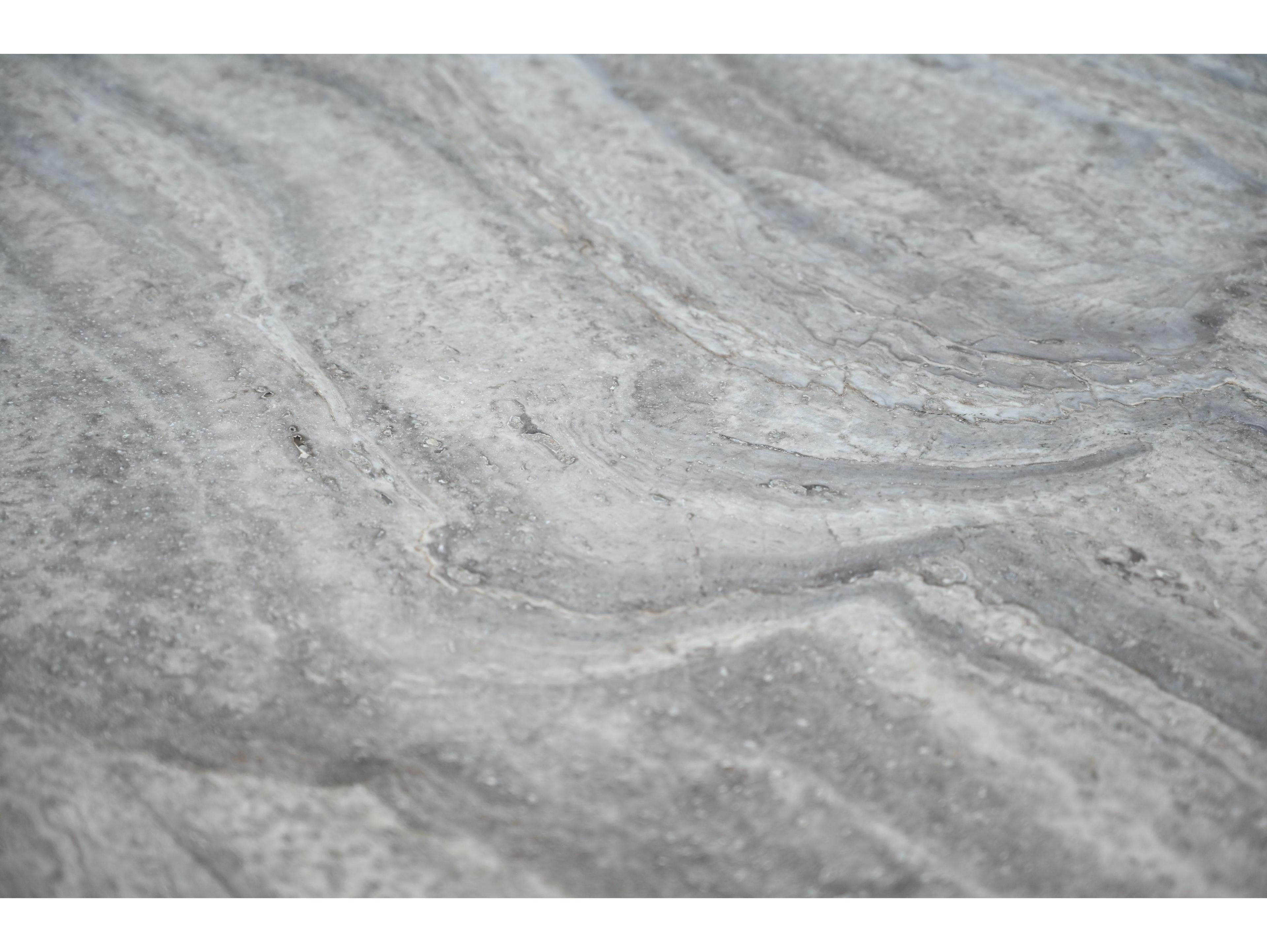 Mobital Erden Round Marble Silver Grey Travertine Dining Table