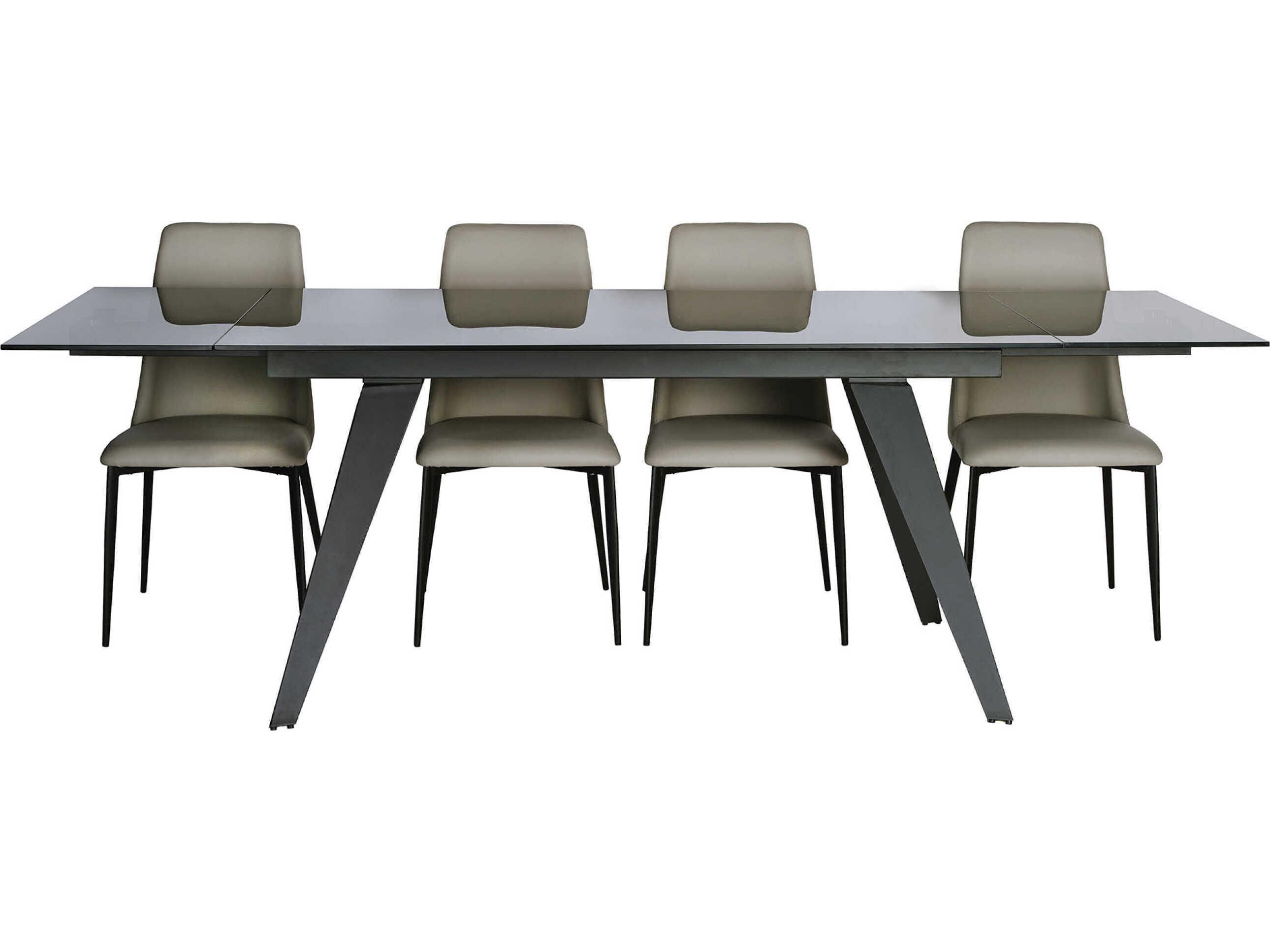 Mobital Noire Rectangular Glass Black Dining Table