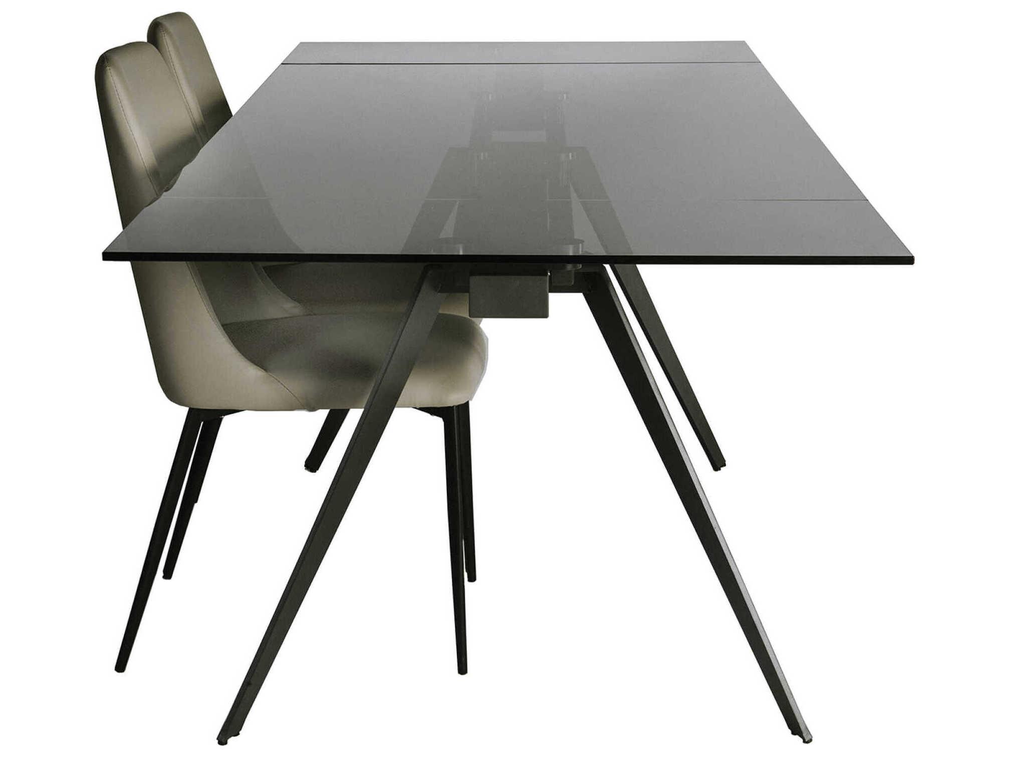 Mobital Noire Rectangular Glass Black Dining Table
