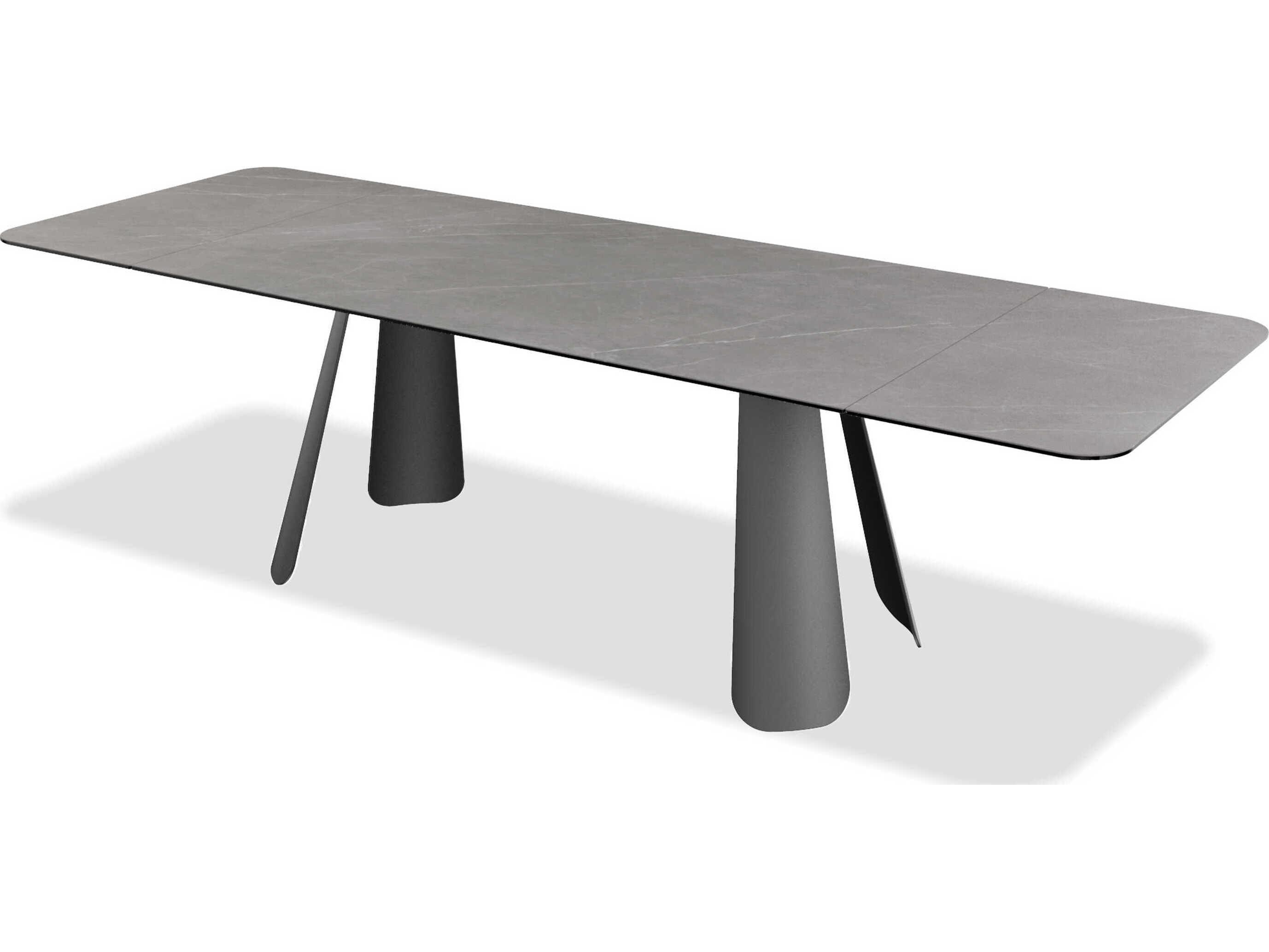 Mobital Palazzo Rectangular Grey Ceramic Black Dining Table