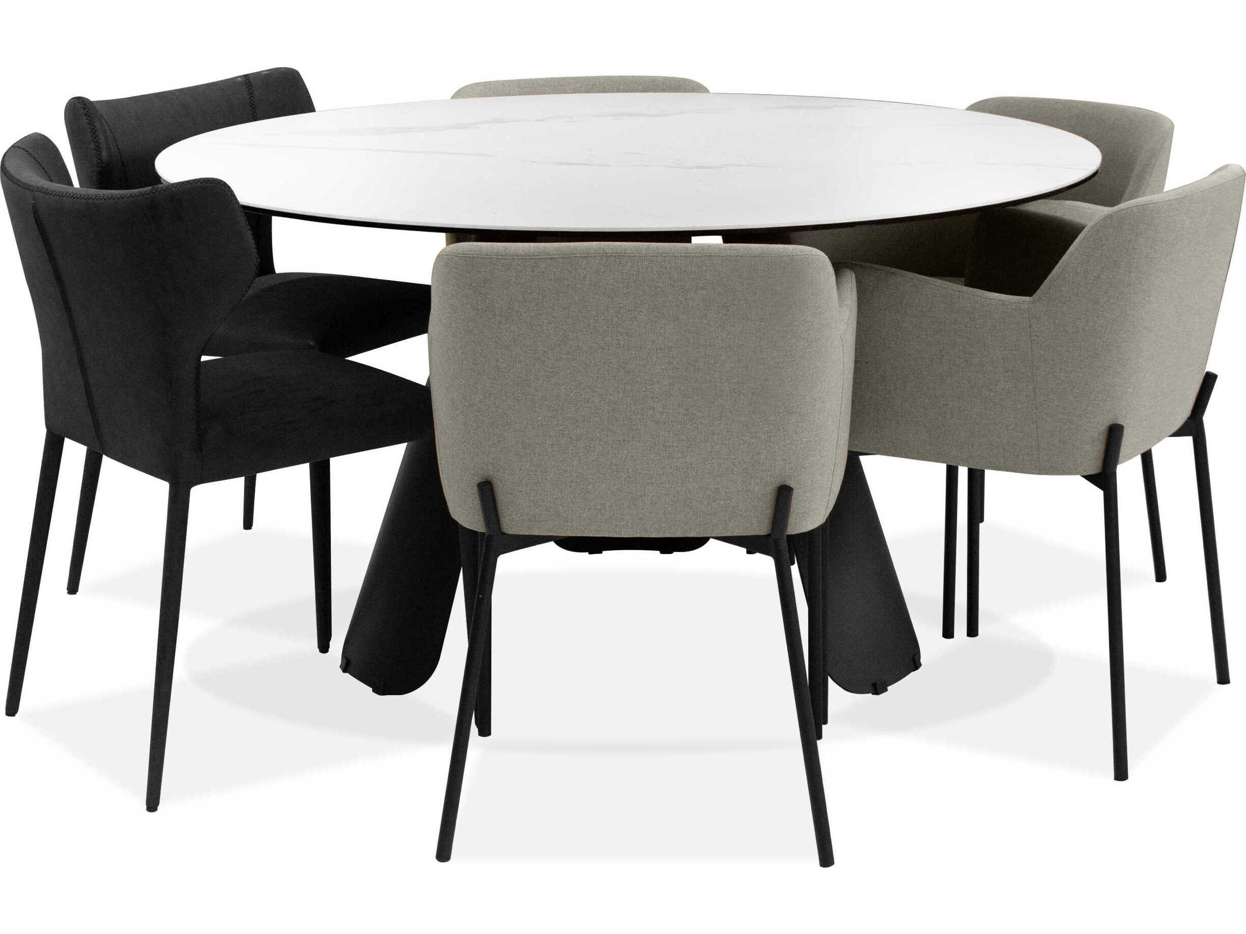 Mobital Palazzo Round White Ceramic Black Dining Table