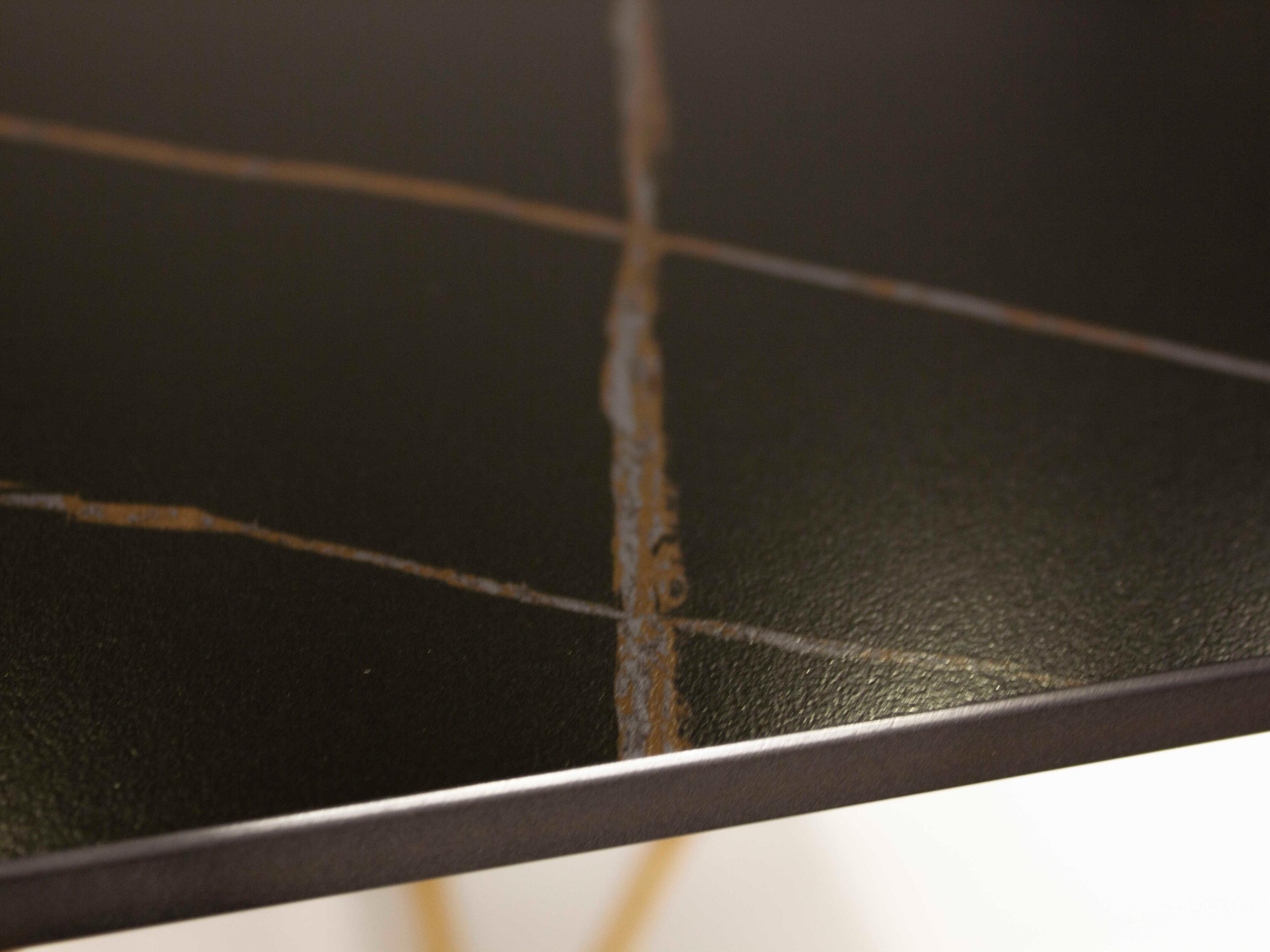 Mobital Papillon Rectangular Stone Black Rose Gold Dining Table