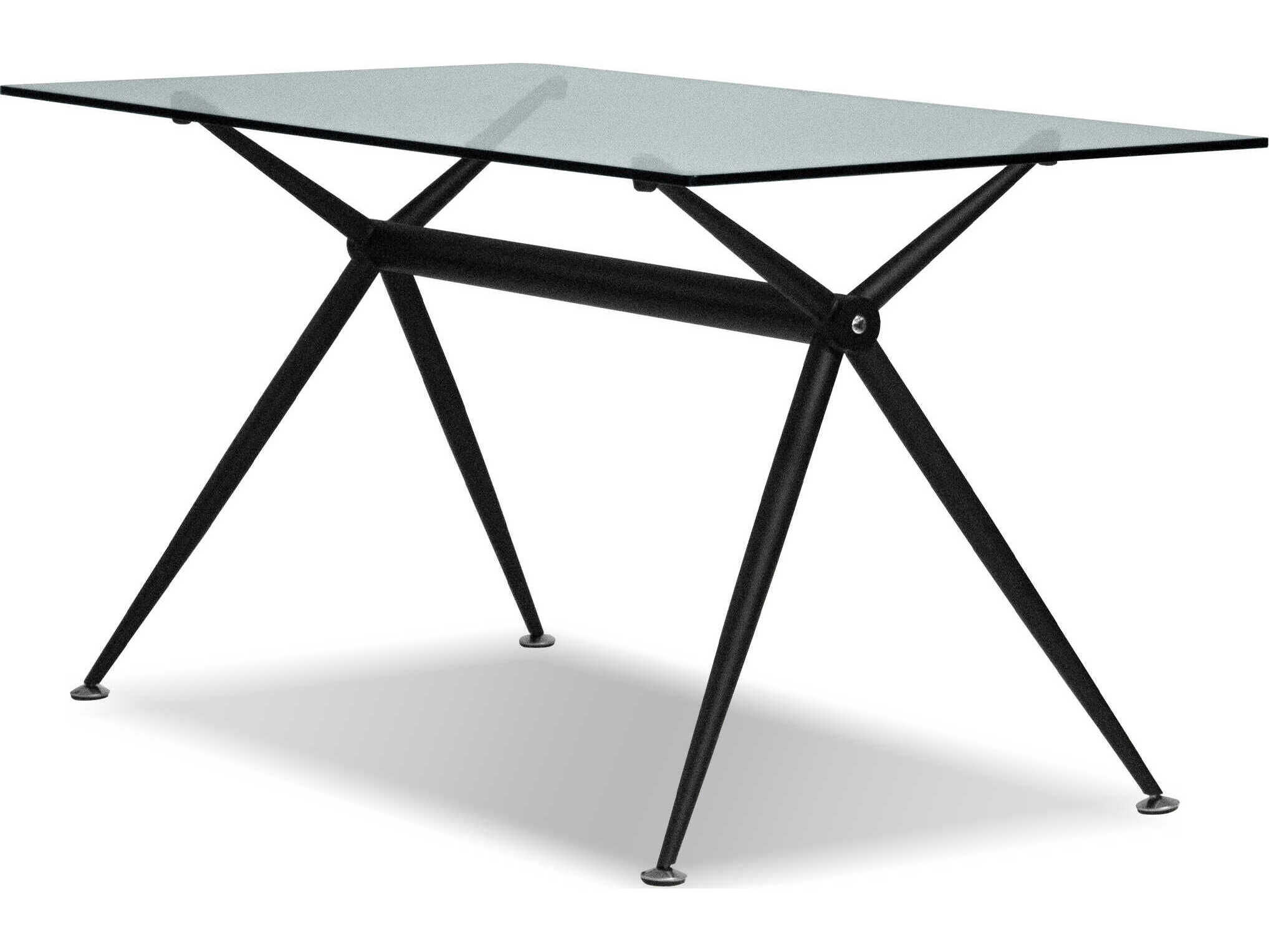 Mobital Stella Rectangular Glass Black Dining Table