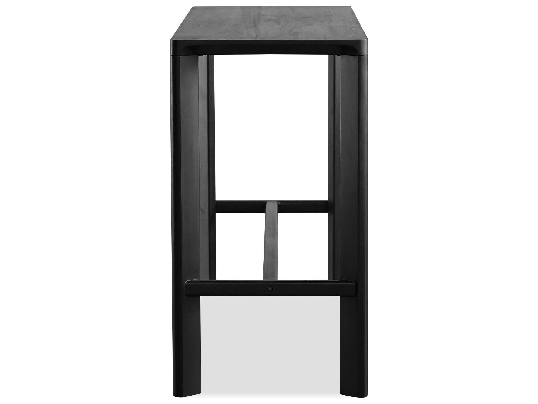 Mobital Plank Rectangular Wood Black Soot Solid Teak Top Dining Table