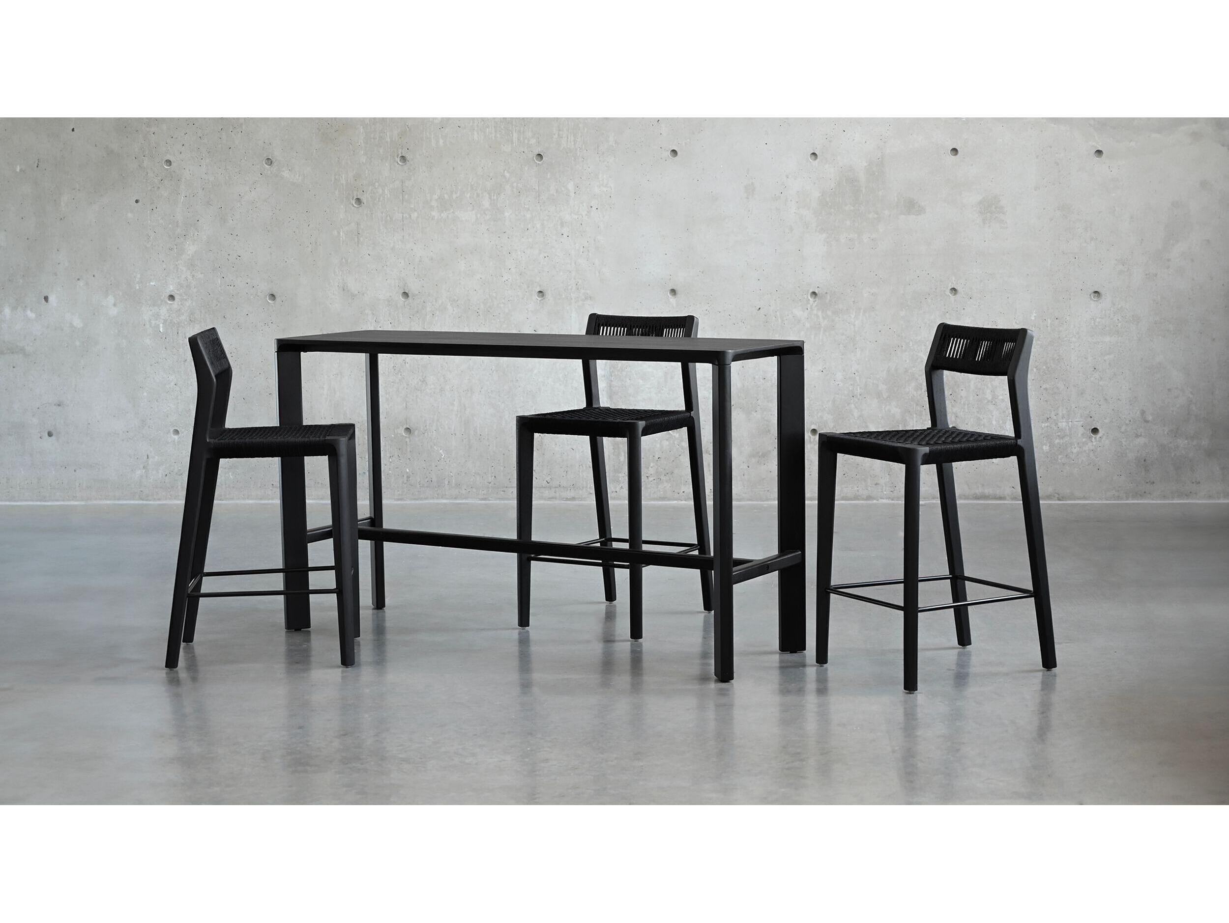 Mobital Plank Rectangular Wood Black Soot Solid Teak Top Dining Table