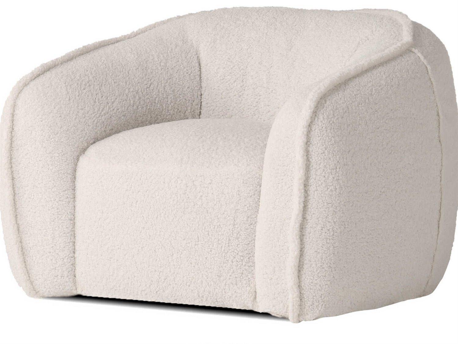 Mobital Duffy Swivel White Fabric Accent Chair