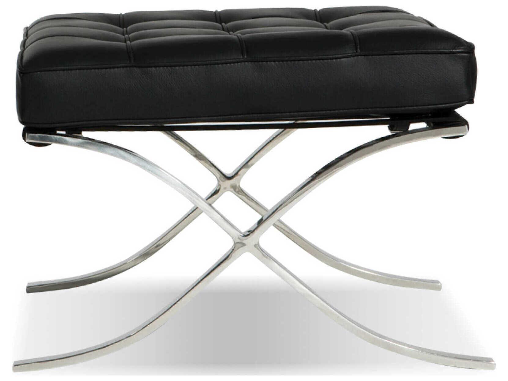 Mobital Metropolis Black Silver Leather Ottoman