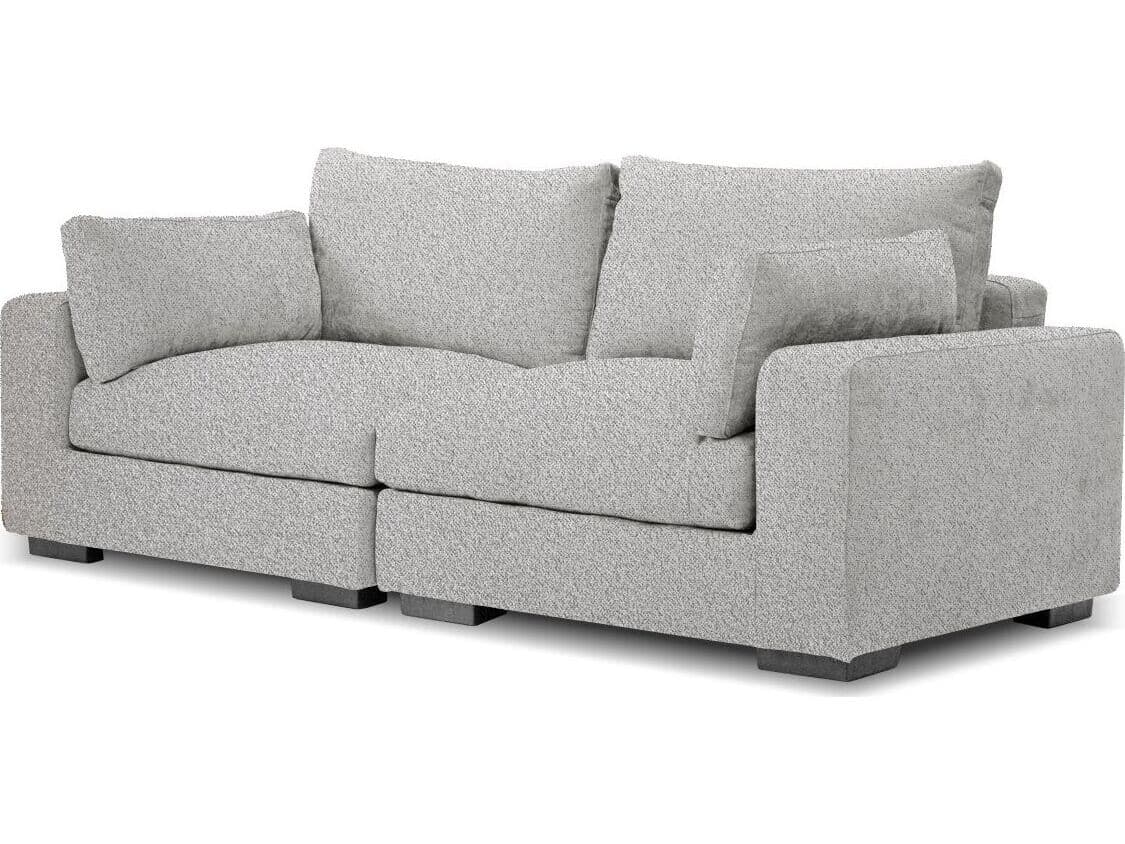 Mobital Onza Oat Tweed Fabric Gray Upholstered Loveseat