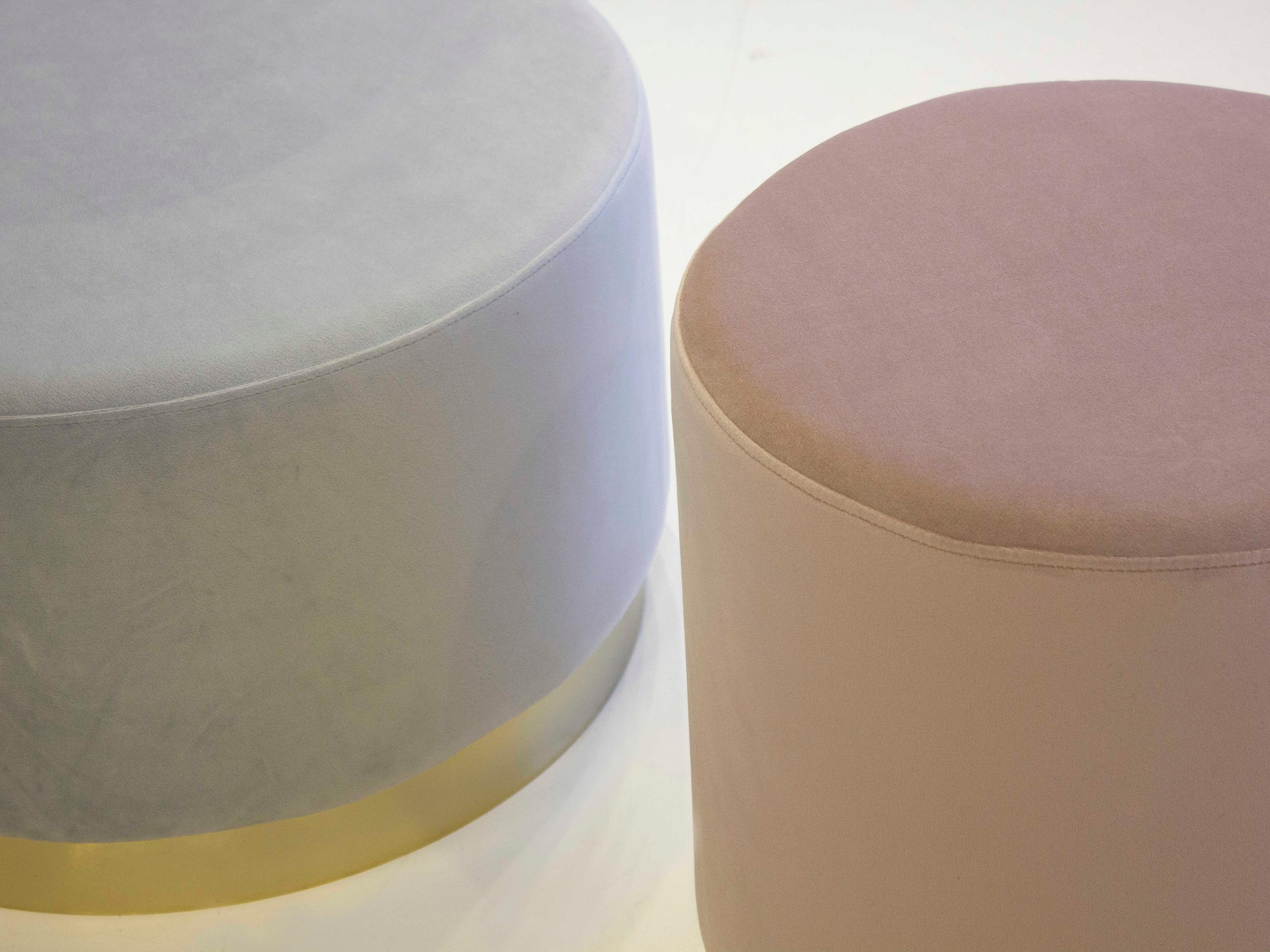 Mobital Pillbox Grey Gold Upholstered Ottoman