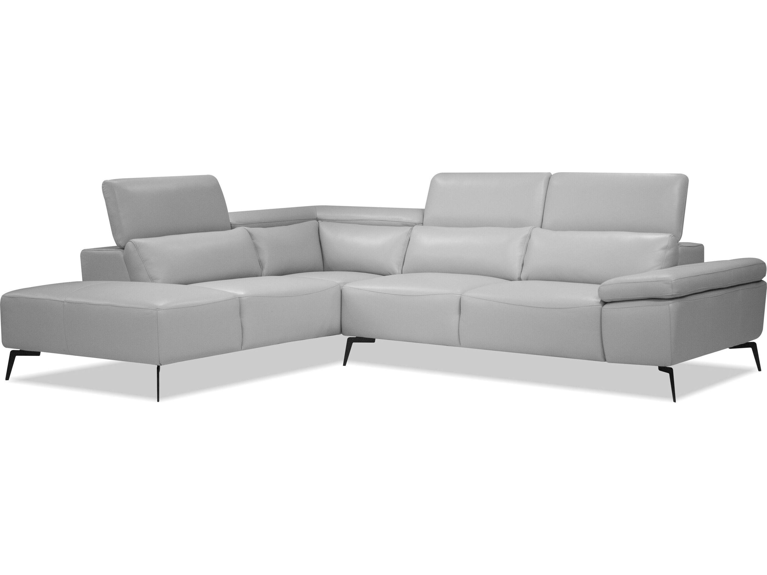 Mobital Camello Gray Leather Sectional Sofa