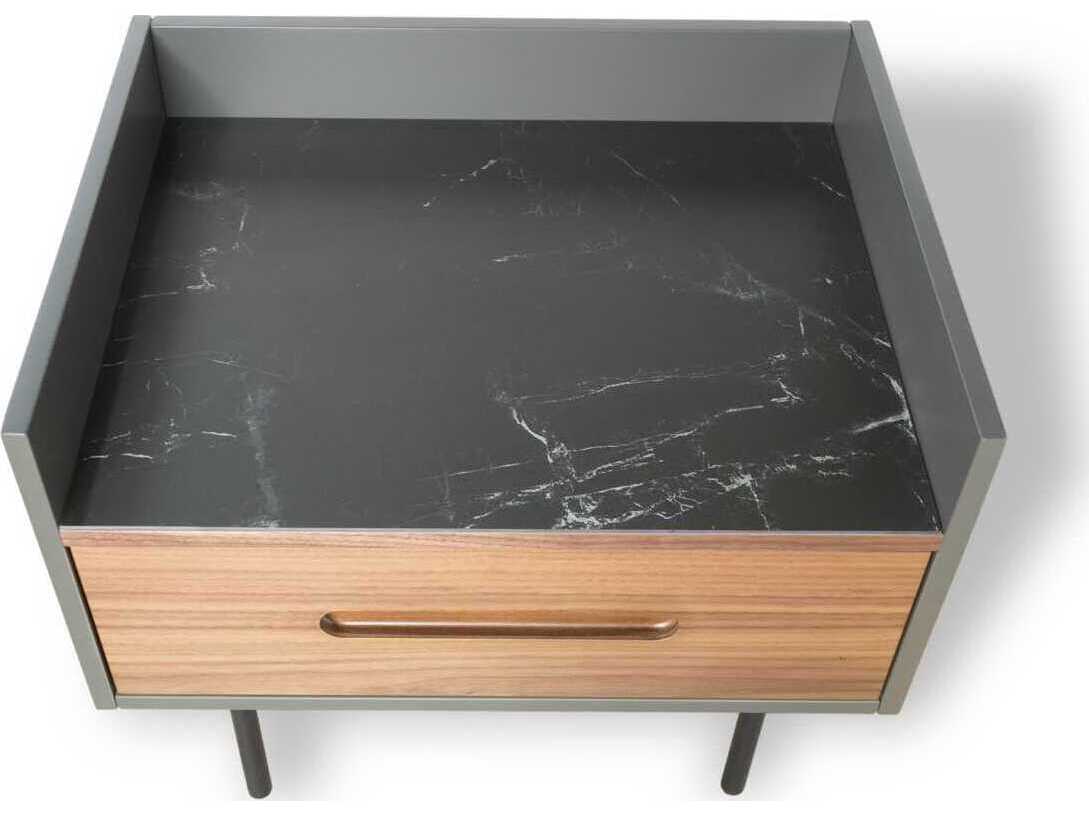 Mobital Slater 1-Drawer Brown Walnut Wood Nightstand