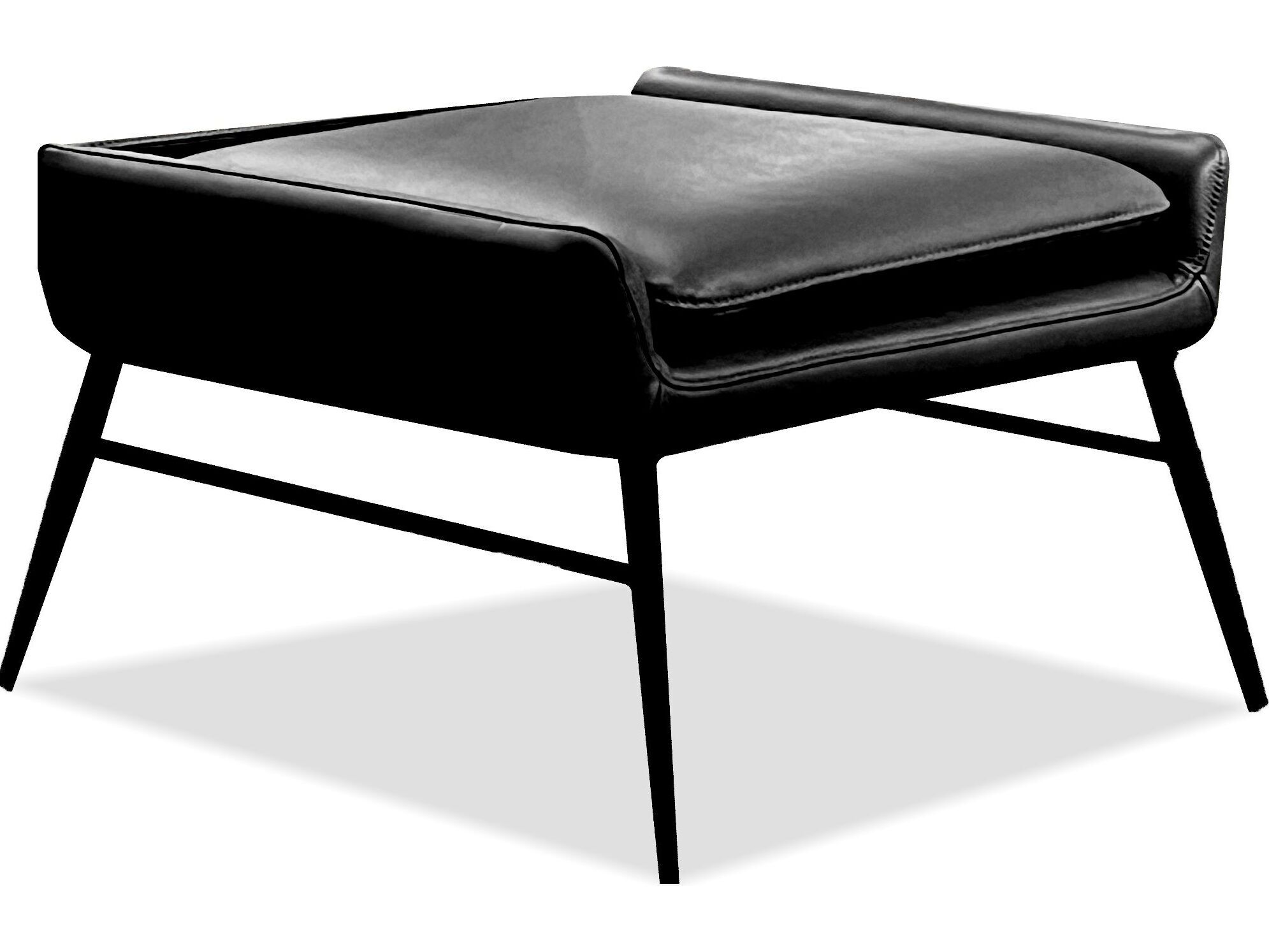 Mobital Morisson Vintage Black Leather Ottoman