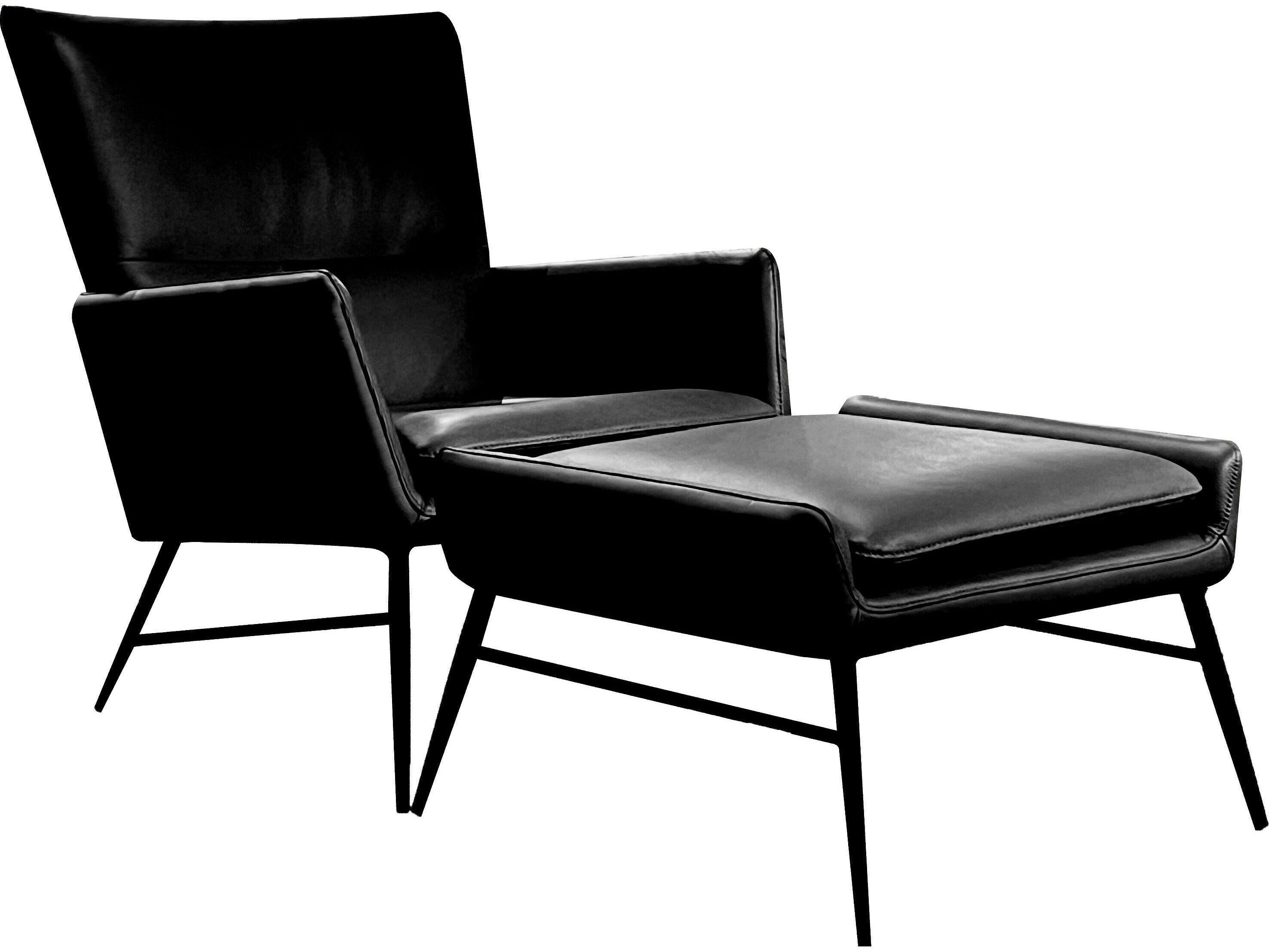 Mobital Morisson Vintage Black Leather Ottoman