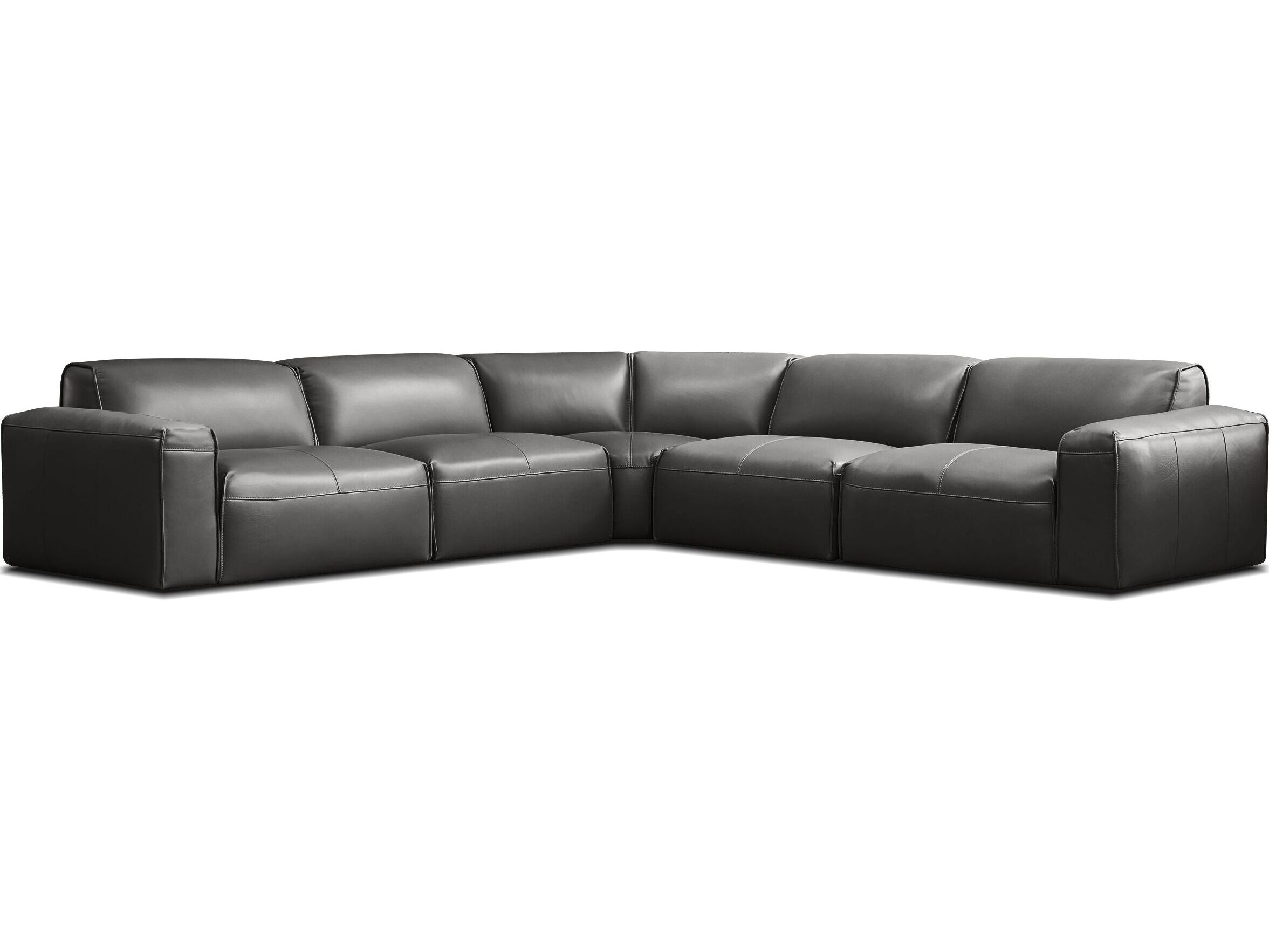 Mobital Boone Gray Leather Sectional Sofa