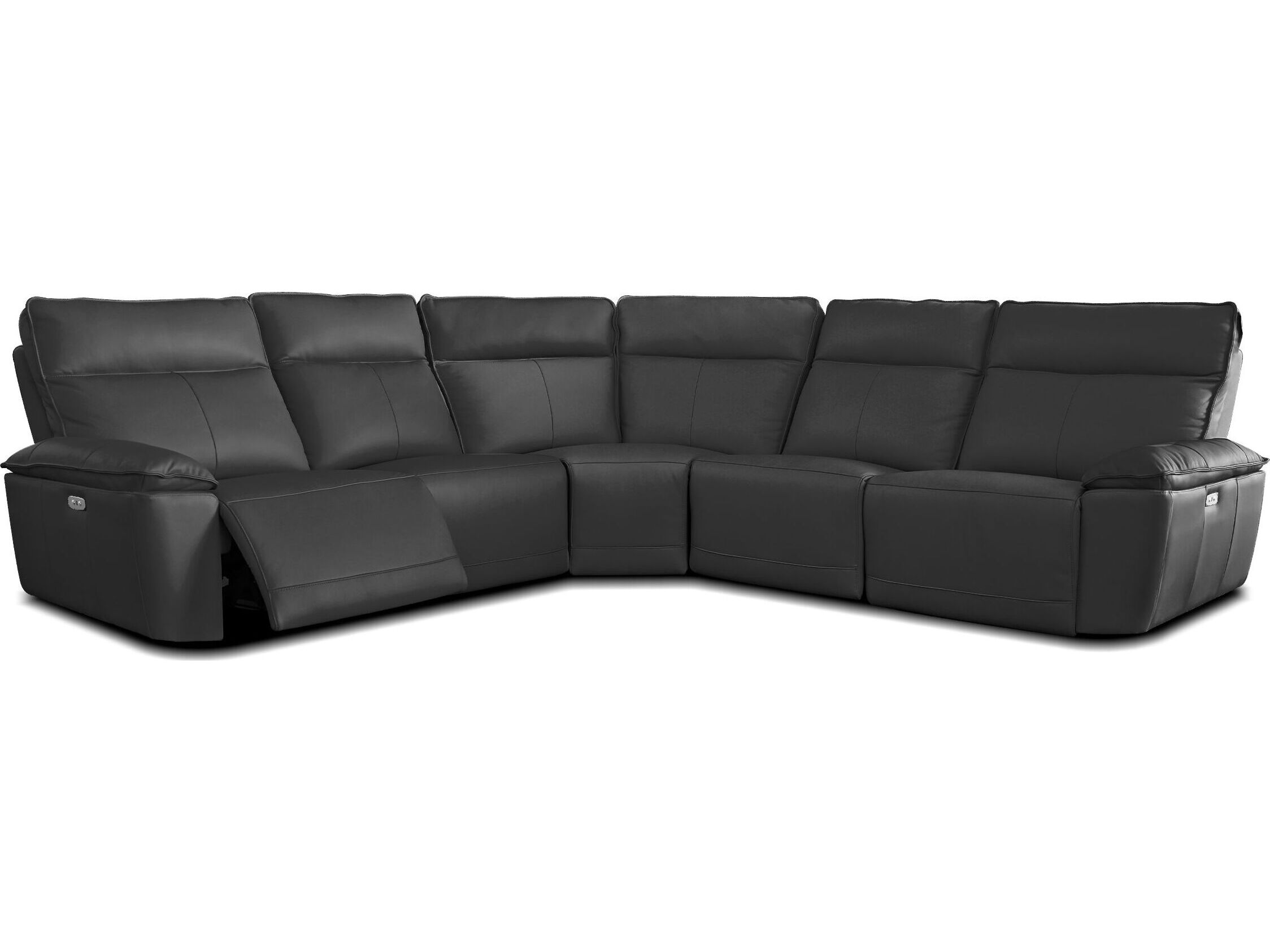 Mobital Teatro Black Leather Sectional Sofa