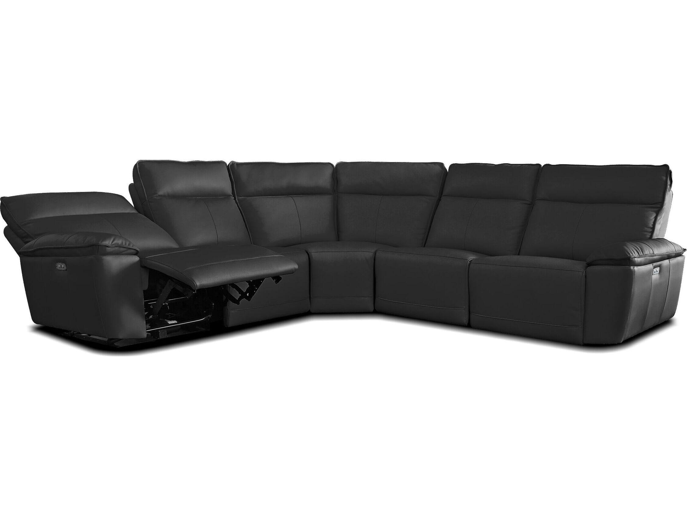 Mobital Teatro Black Leather Sectional Sofa