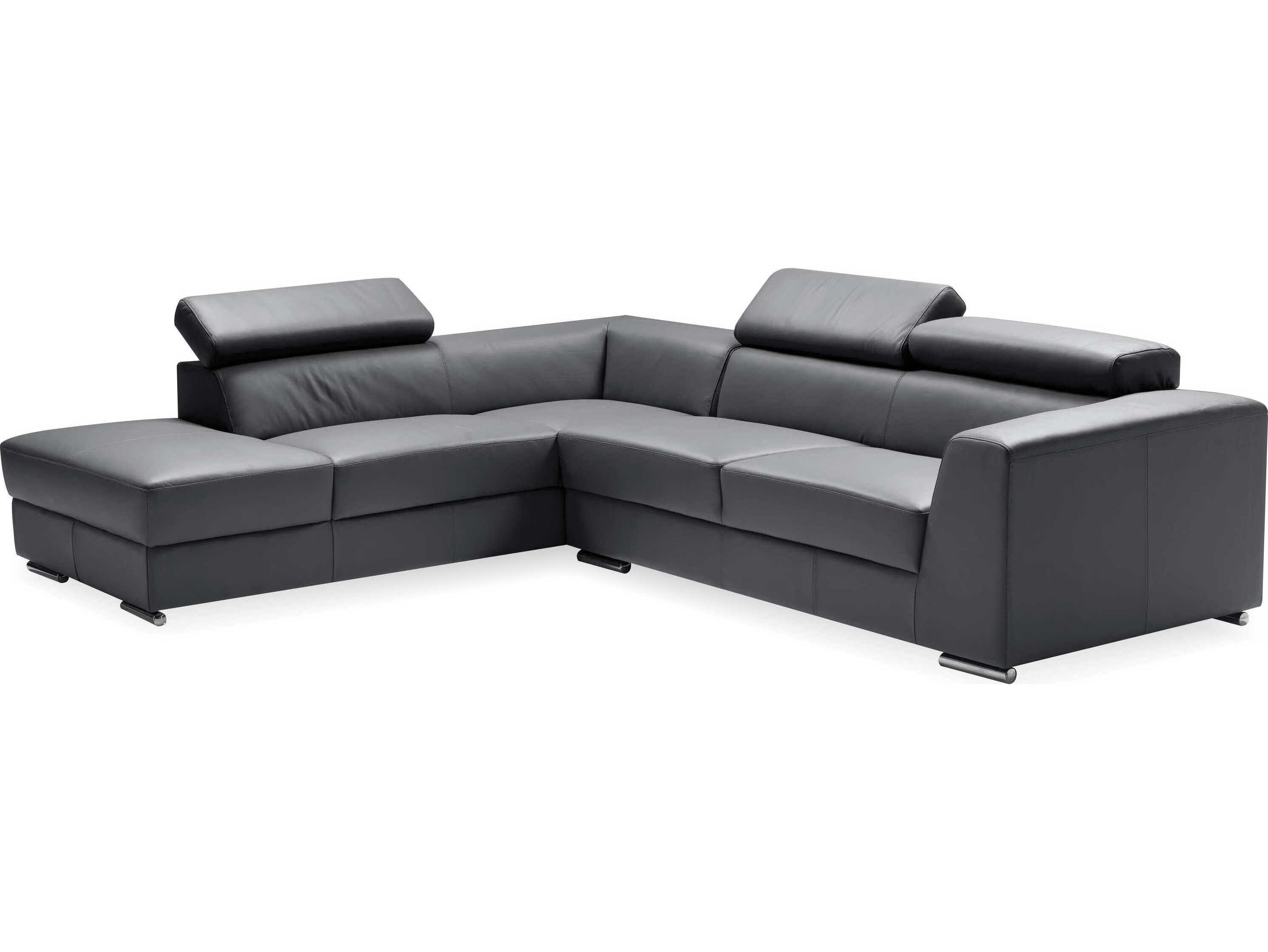 Mobital Icon Gray Leather Sectional Sofa