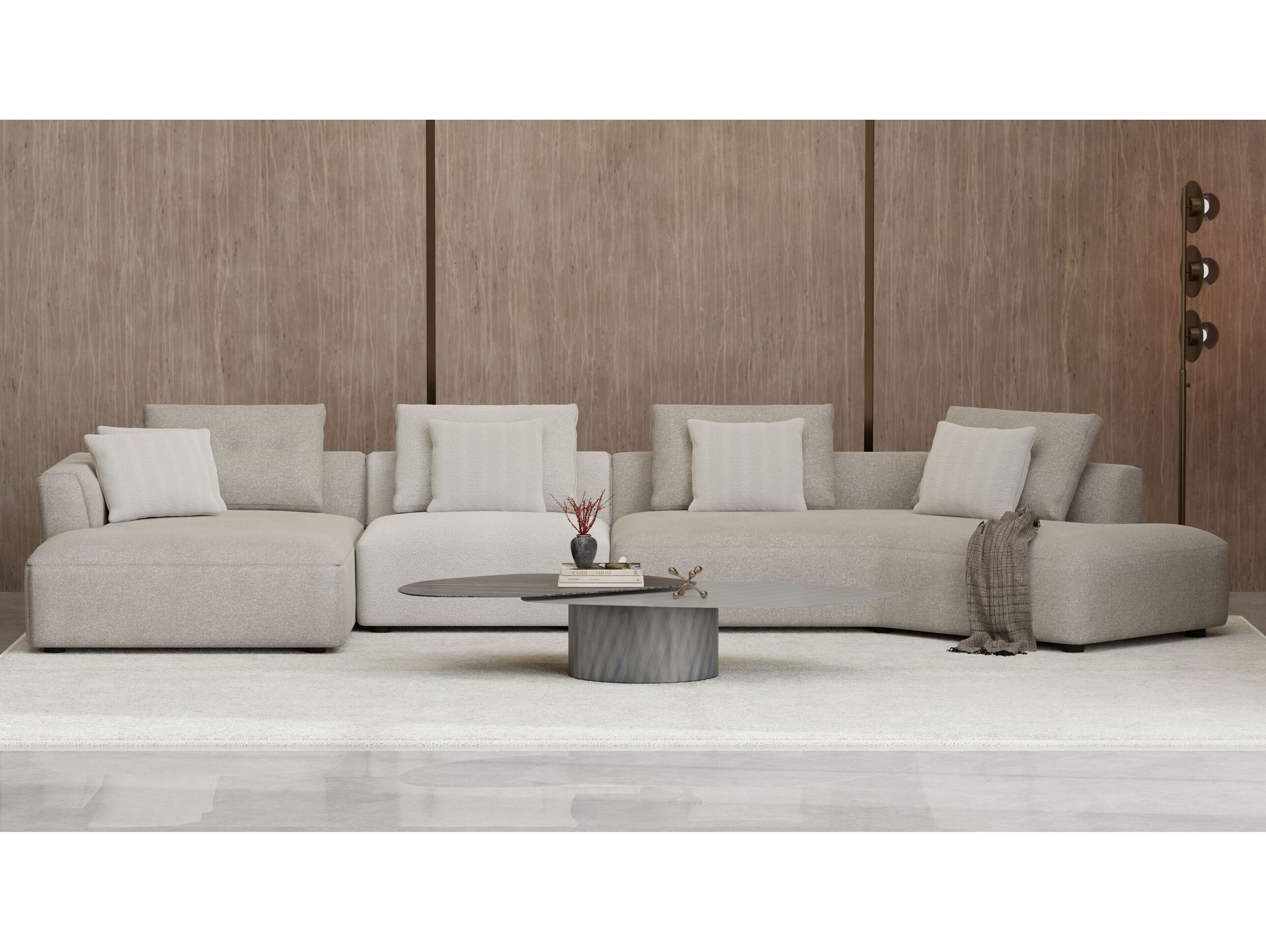 Mobital Como Beige Upholstered Sectional Sofa