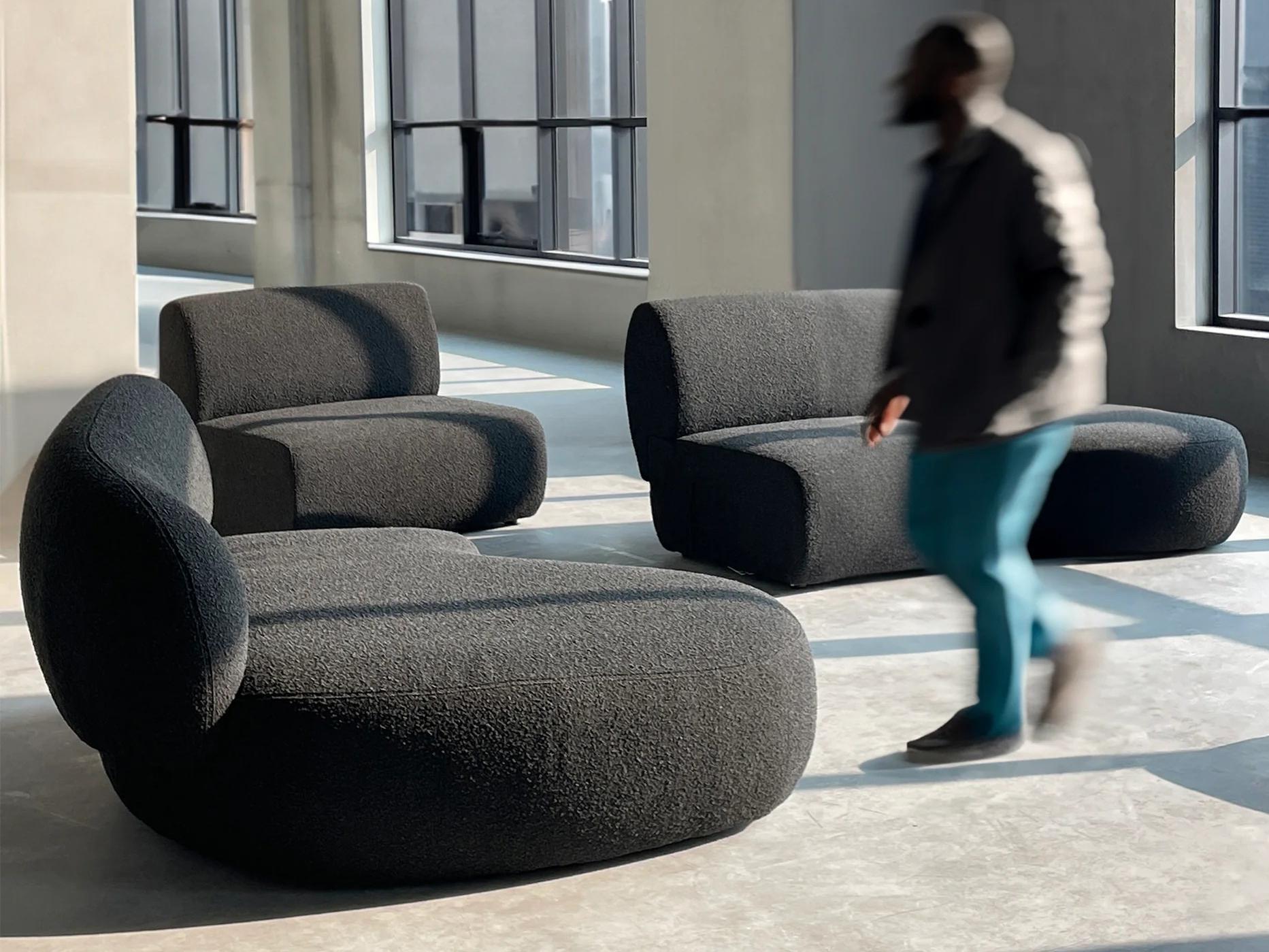 Mobital Moritz Gray Upholstered Sectional Sofa