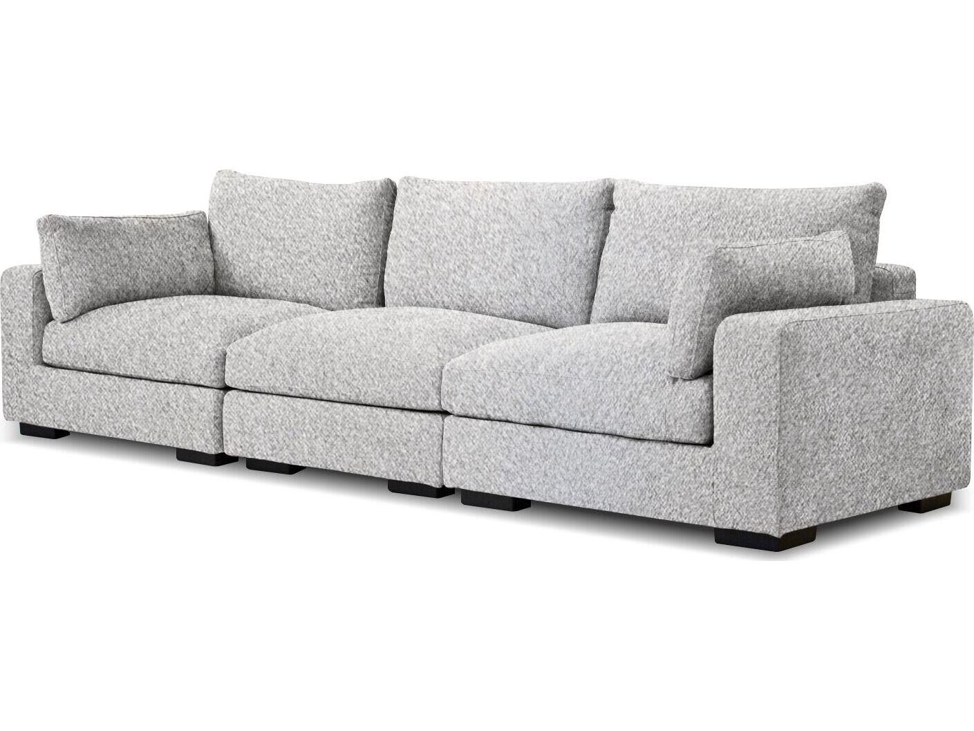 Mobital Onza Oat Tweed Fabric Gray Upholstered Sofa