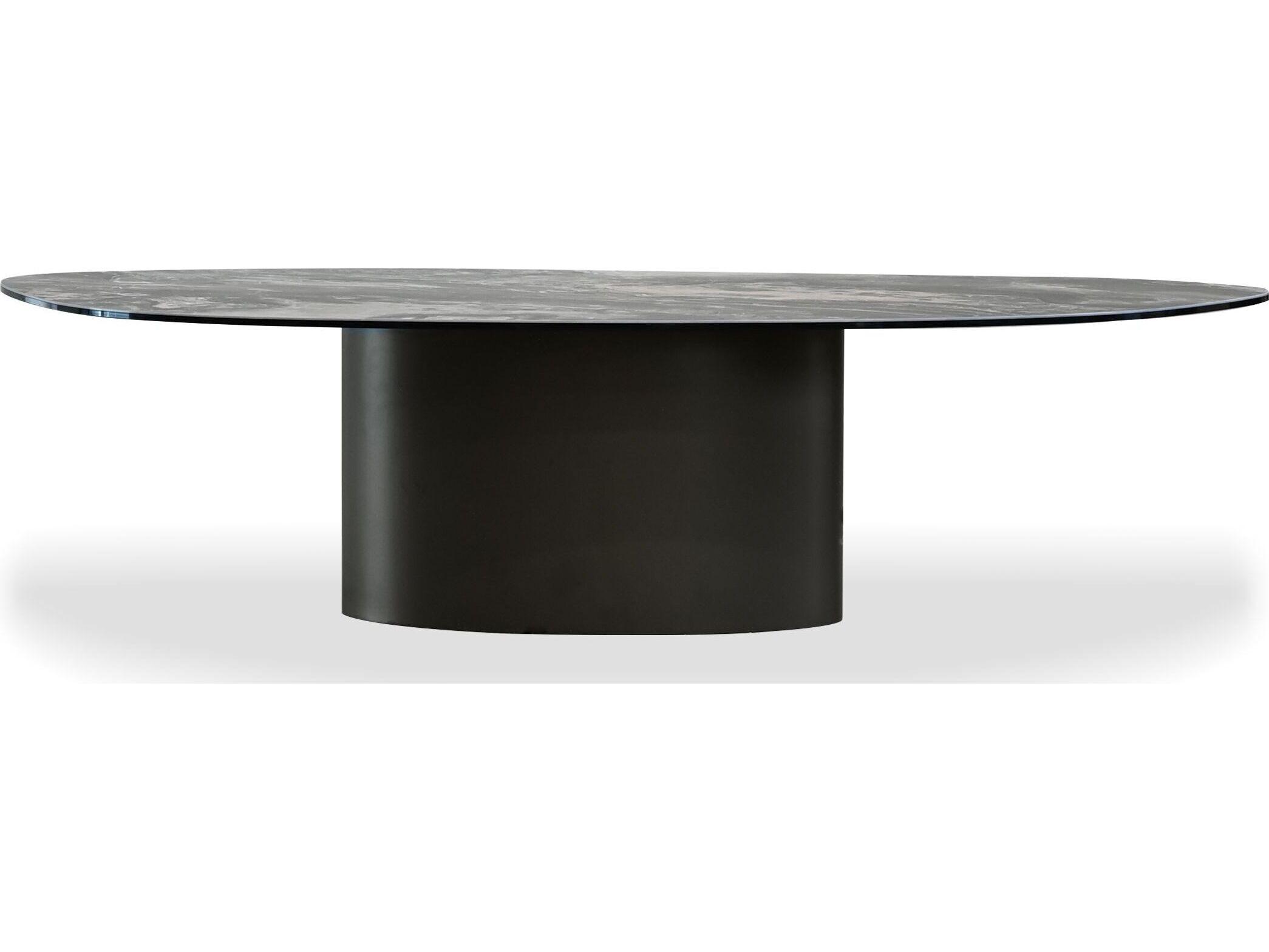 Mobital Argon Oval Fantasia Marrone Metallo Ceramic Top Coffee Table