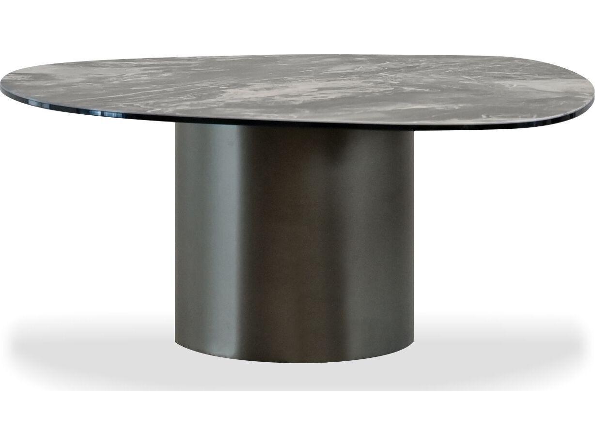 Mobital Argon Oval Fantasia Marrone Metallo Ceramic Top Coffee Table