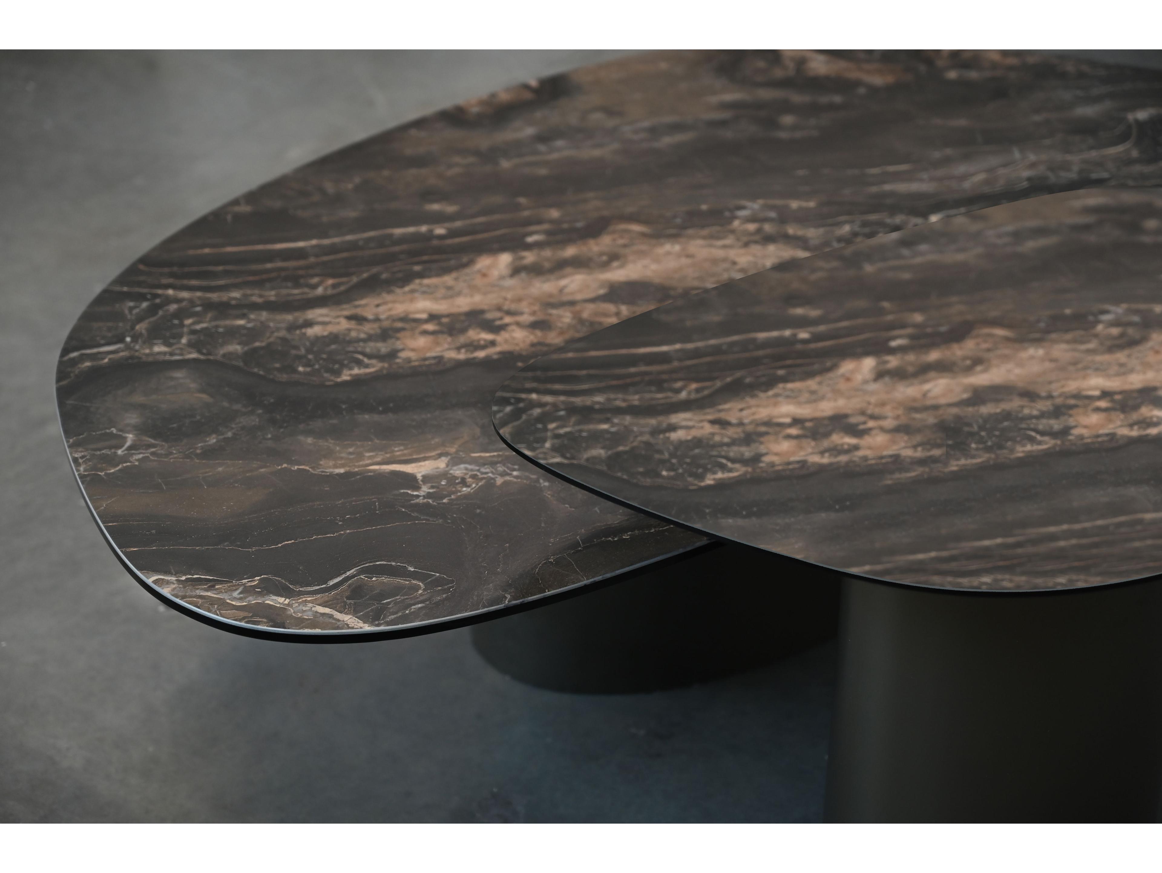 Mobital Argon Oval Fantasia Marrone Metallo Ceramic Top Coffee Table