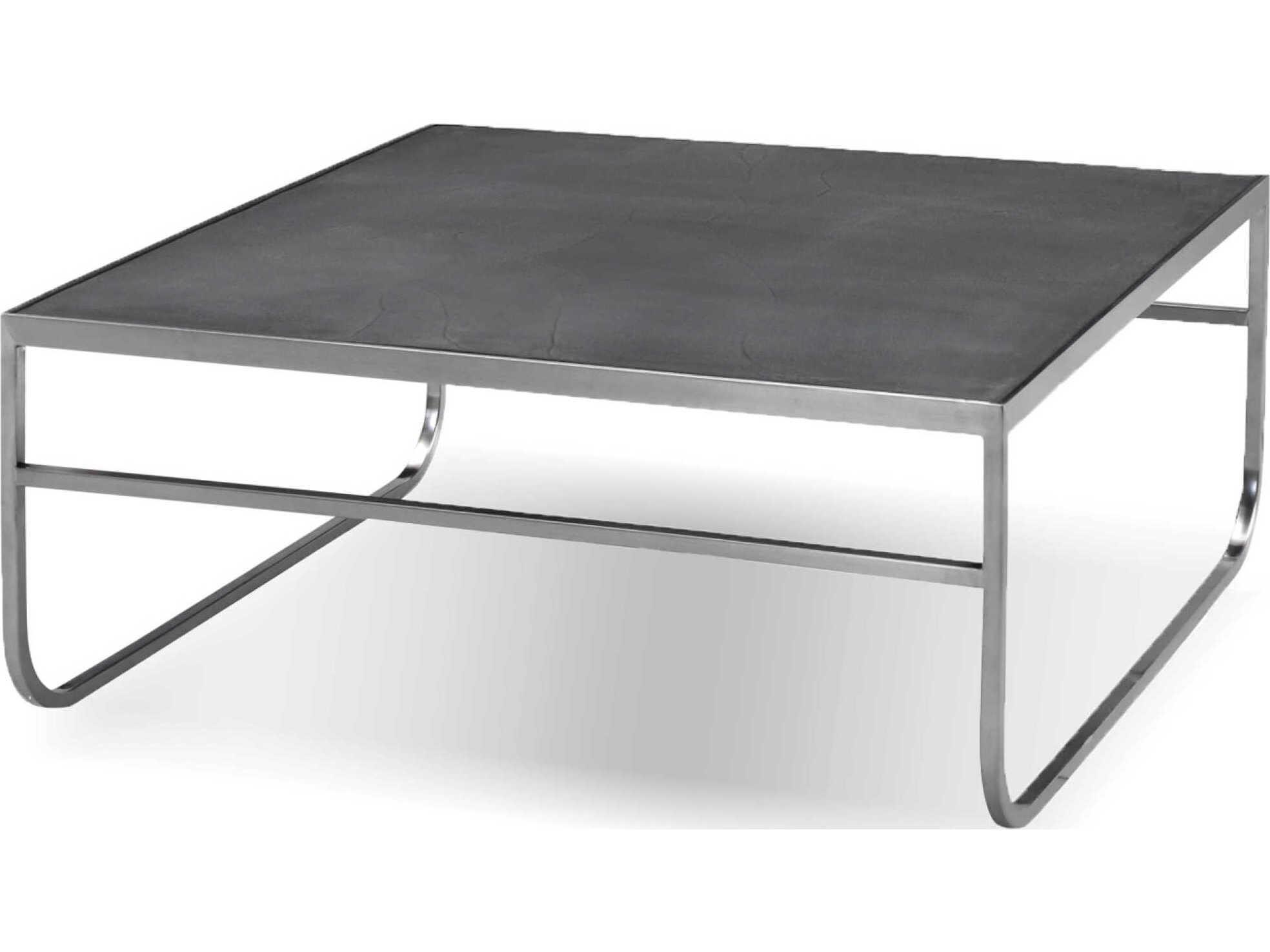 Mobital Crete Square Concrete Brushed Stainless Steel Coffee Table