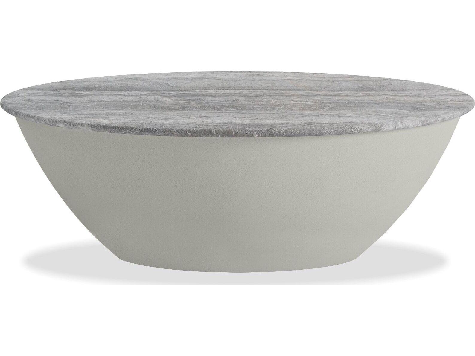 Mobital Eave Round Silver Grey Travertine Marble Top Coffee Table