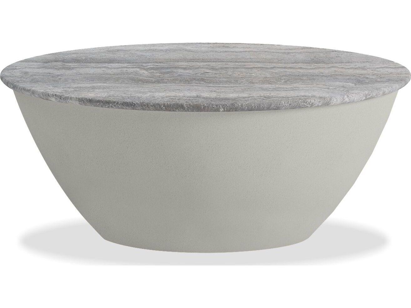 Mobital Eave Round Silver Grey Travertine Marble Top Coffee Table