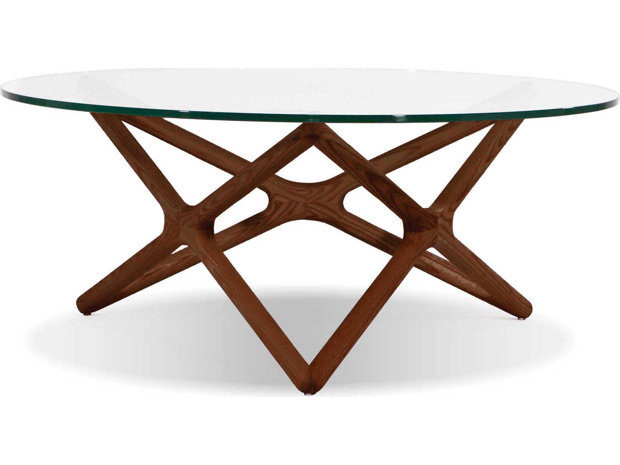 Mobital Quasar Round Glass Stained Walnut Coffee Table